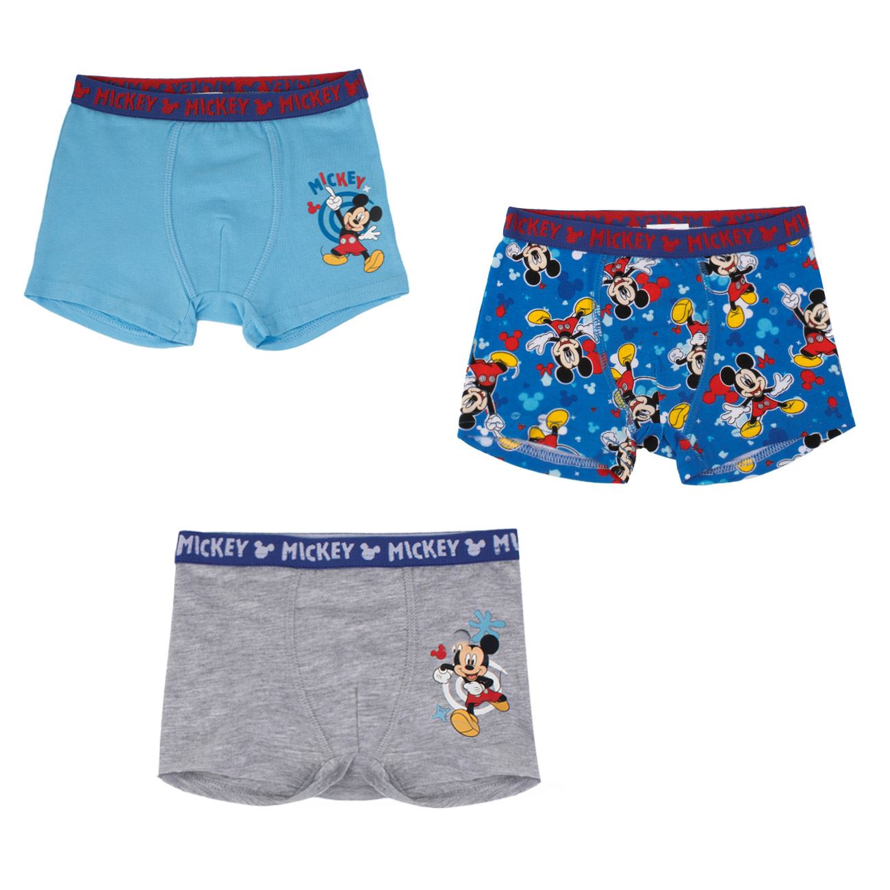Set Boxeri Bleu Ciel Gri cu Model Mickey Mouse pentru Copii - 3buc - poza 2