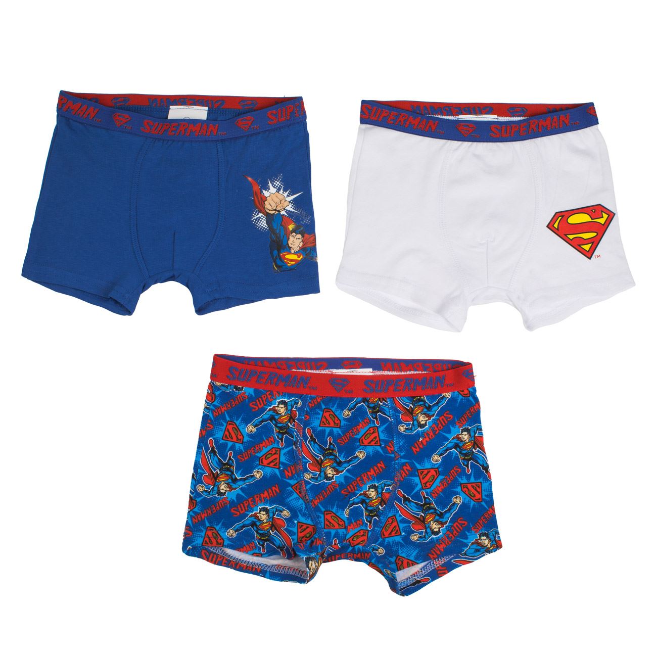 Set Boxeri Albastri Alb cu Model Superman pentru Copii - 3buc - poza 2