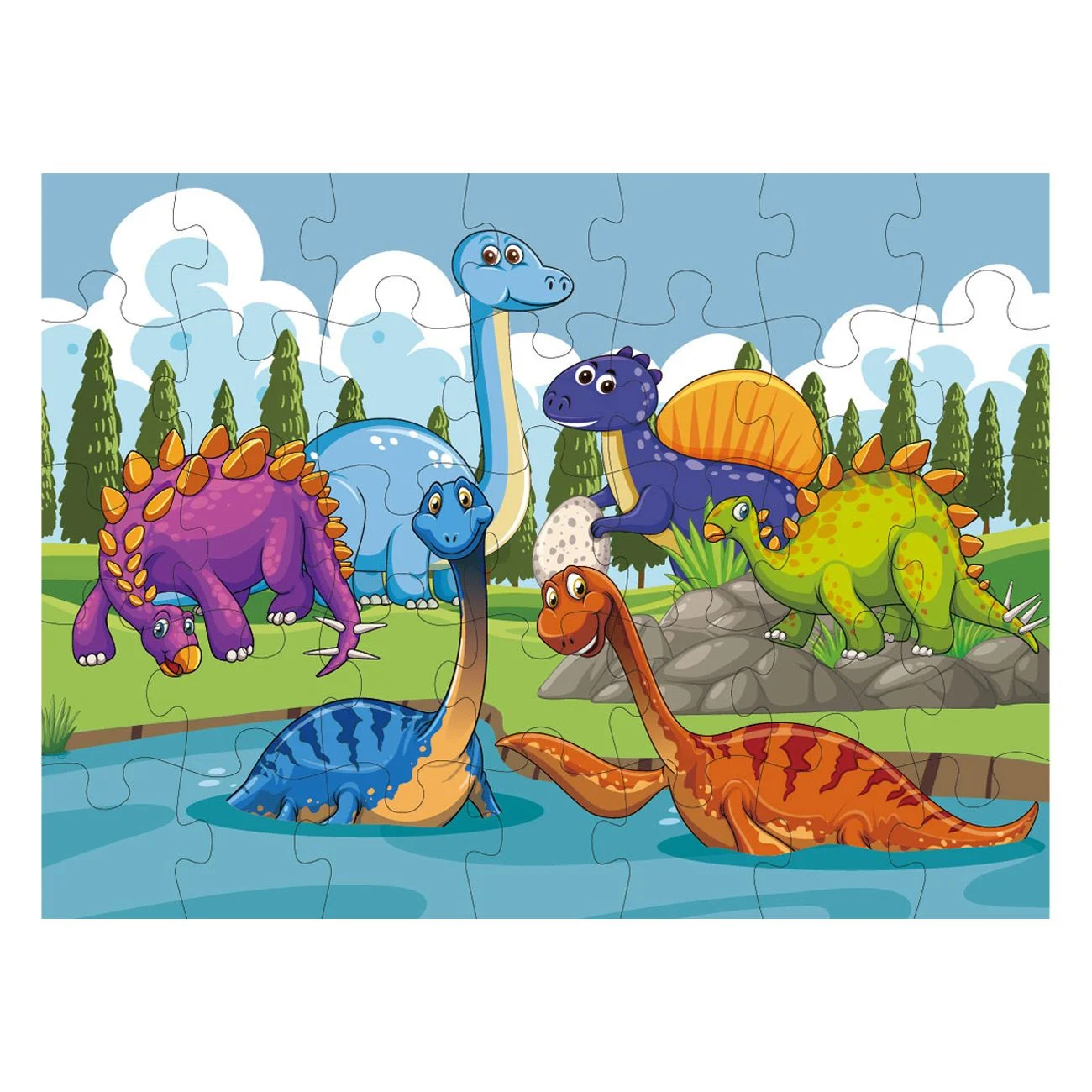 Puzzle Dinozauri pe Lac (35 de piese Jumbo)