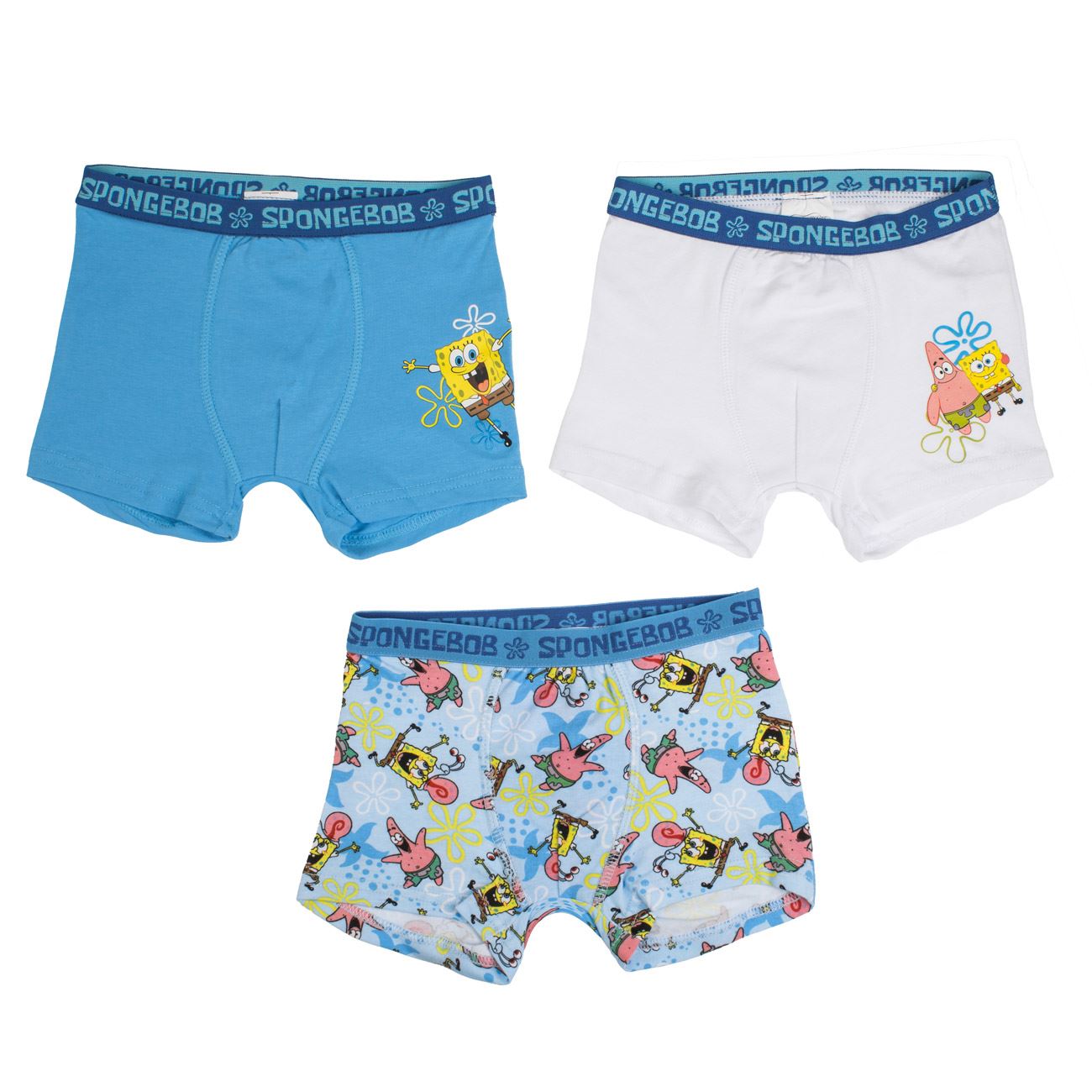 Set Boxeri Albi Ciel & Bleu cu Model Spongebob pentru Copii - 3buc - poza 2