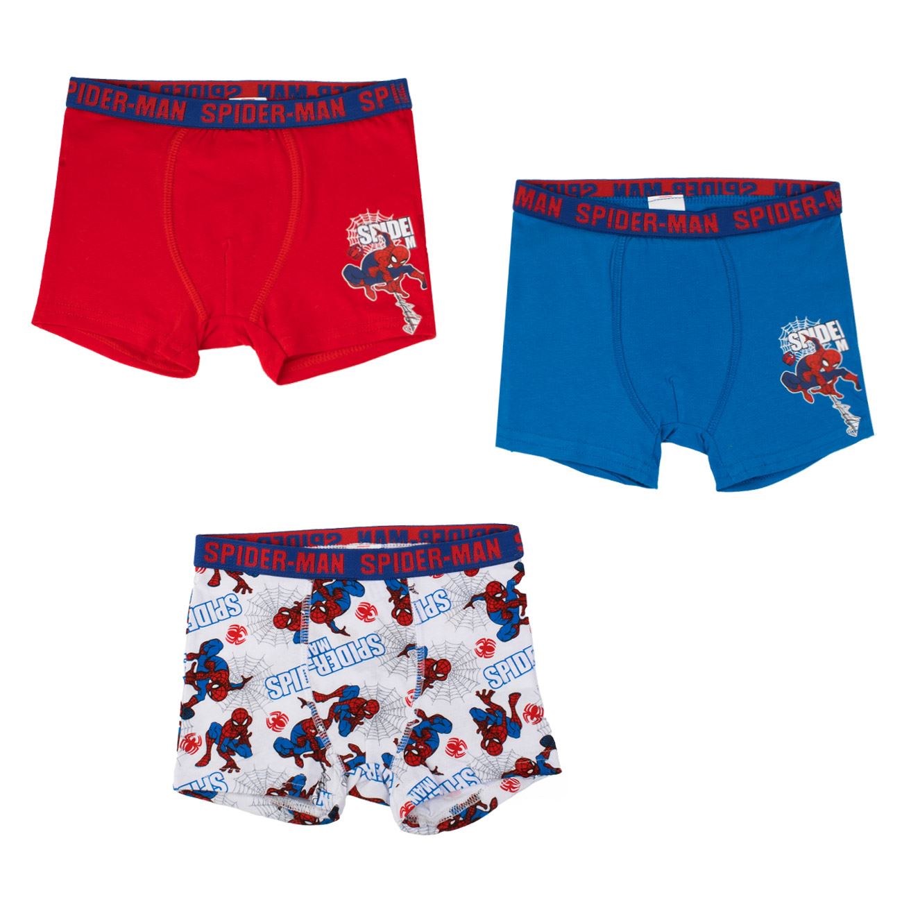 Set Boxeri Albi Bleu Rosii cu Model Spiderman pentru Copii - 3buc - poza 2
