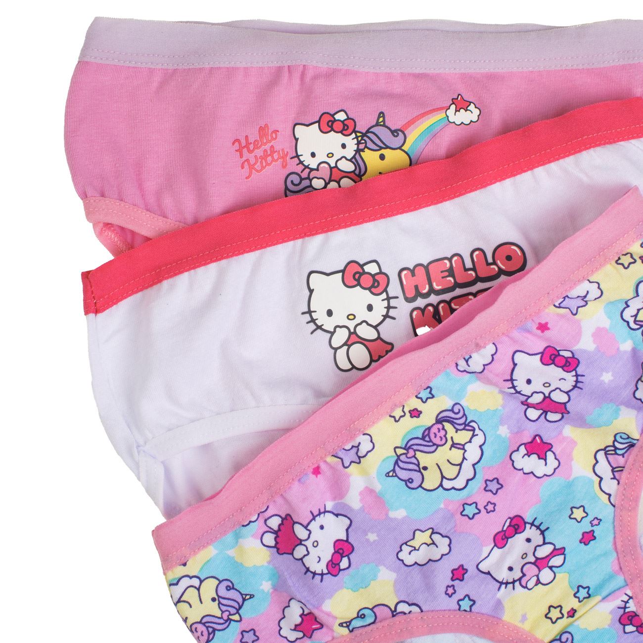 Set Chiloti Colorati cu Imprimeu Hello Kitty pentru Copii - 3 perechi