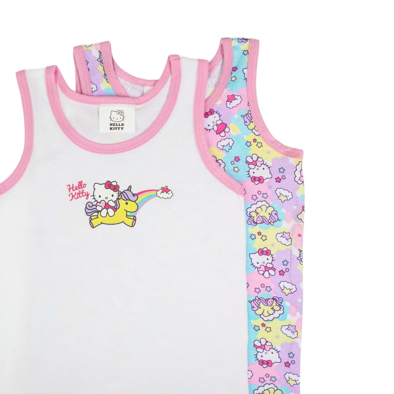 Set Maiouri Alb Rainbow cu Imprimeu Hello Kitty pentru Copii - 2buc - poza 2