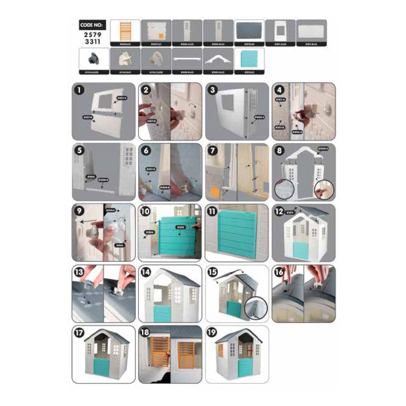Casa de Joaca Gri Verde pentru Copii 109x95x87.5cm - poza 4