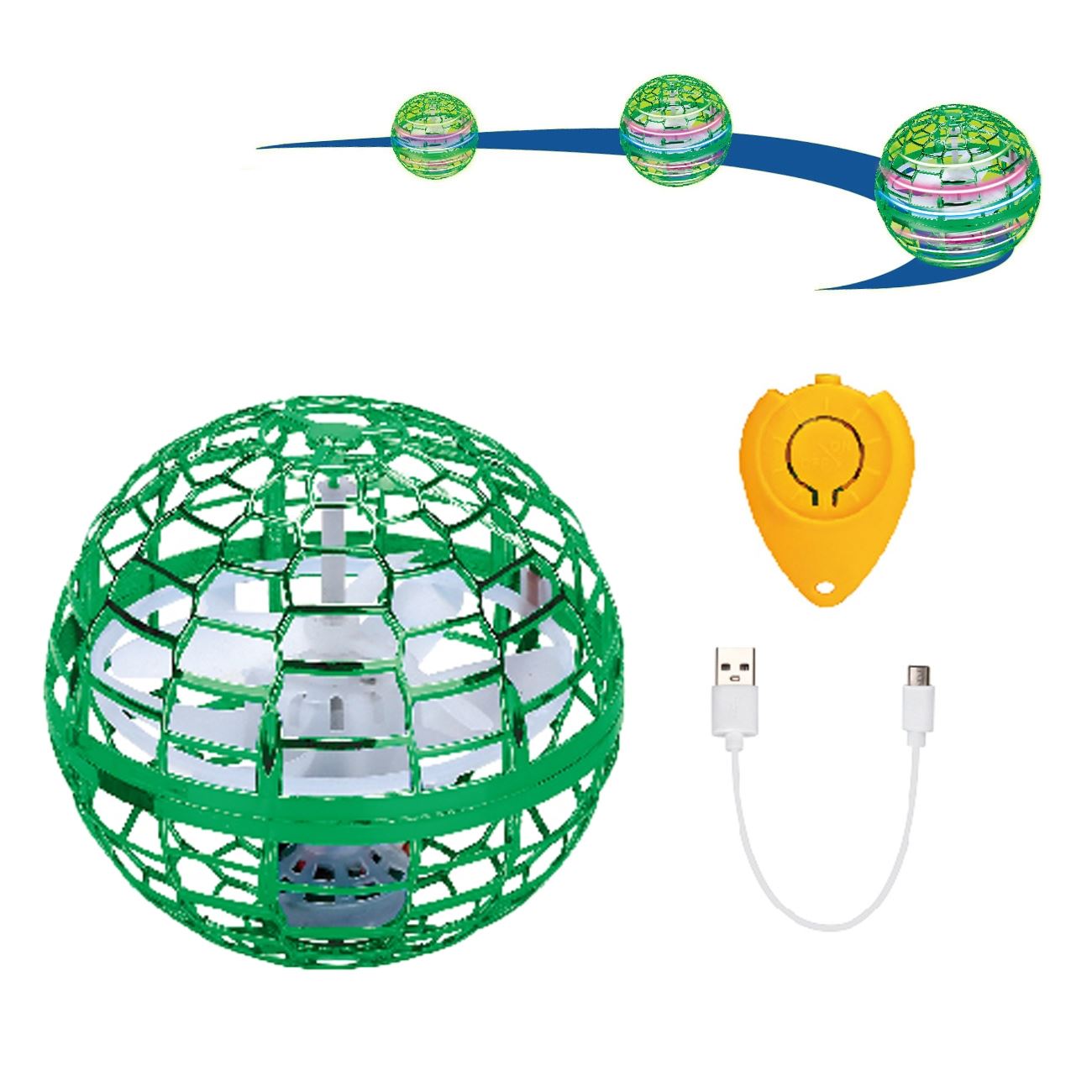 Minge Zburatoare UFO Boomerang Verde cu Telecomanda & IR 9,5cm