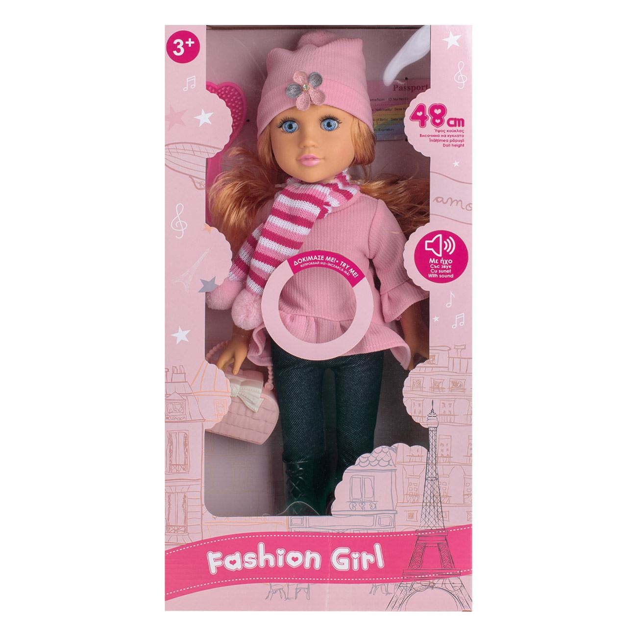 Papusa Fashion Girl cu Tinuta Roz & Muzica 48cm - poza 2