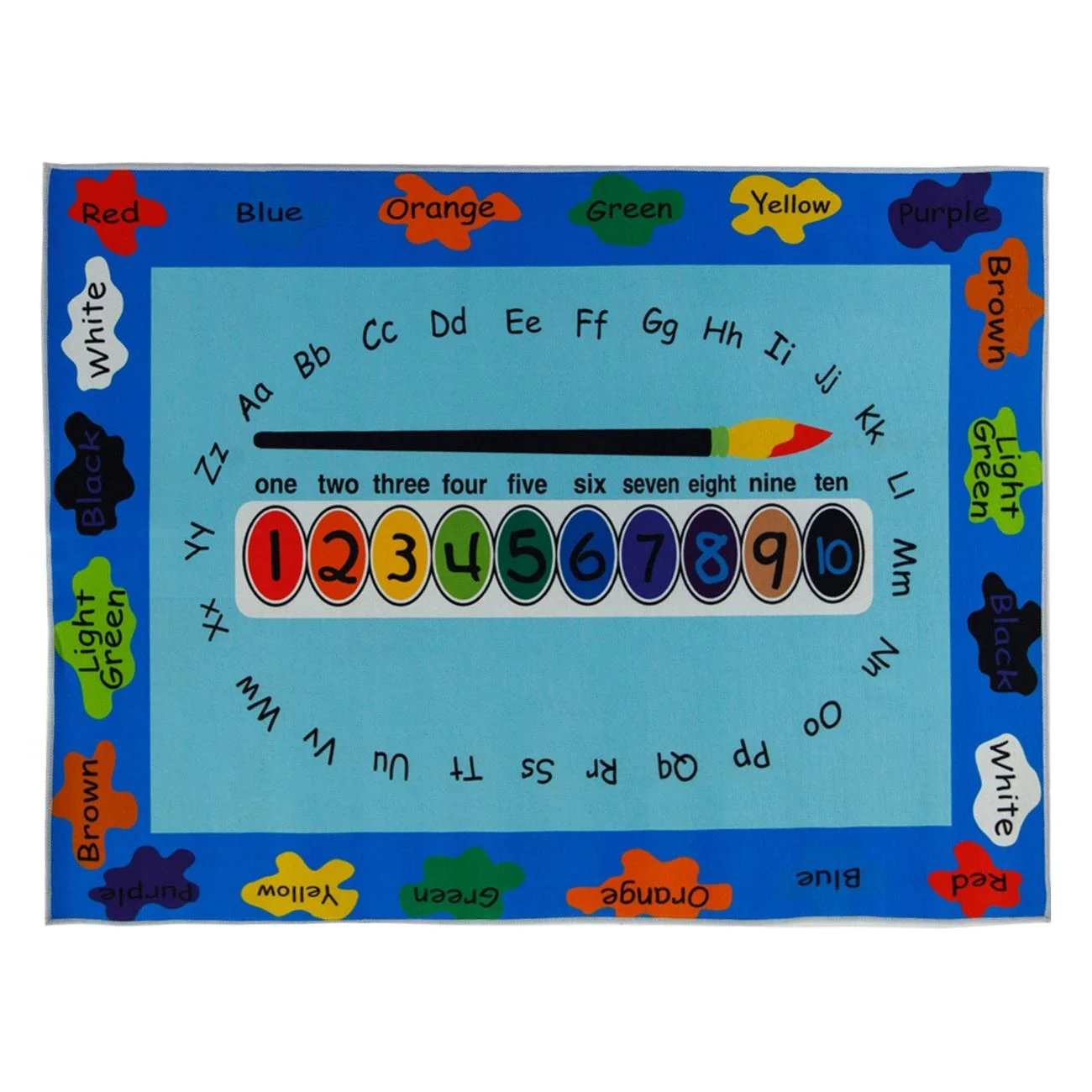 Covoras Decorativ Dreptunghiular Albastru cu Model Pensule 120x90cm