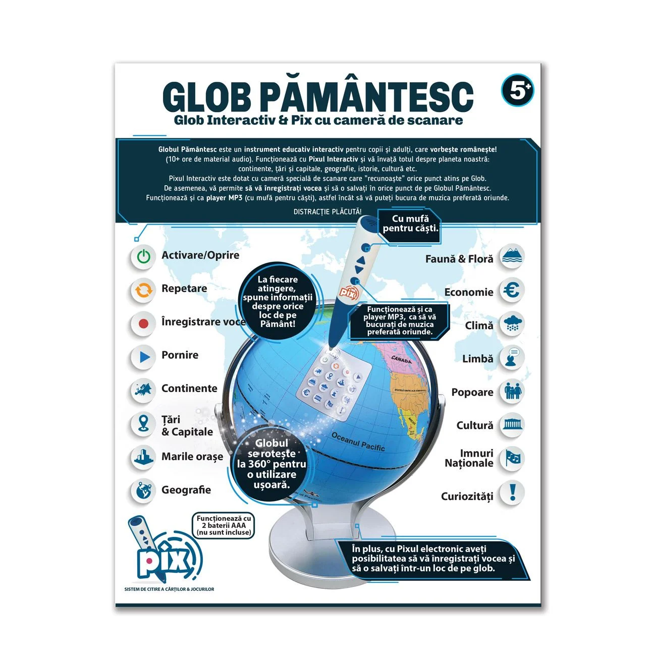 Glob Pamantesc Interactiv & Pix cu Camera de Scanare - AS - poza 3