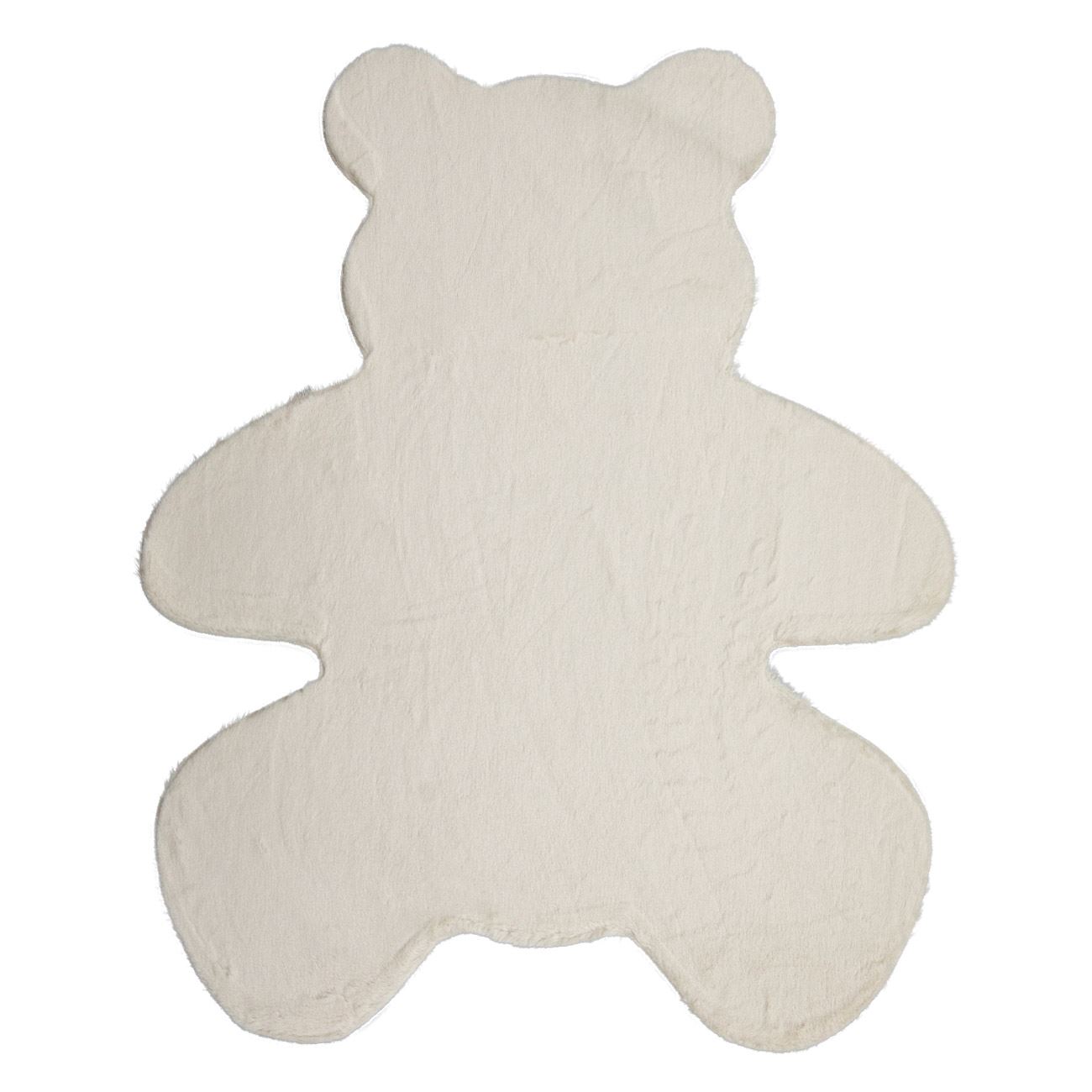 Covor Decorativ din Blana Artificiala Off White In Forma de Ursulet 90x110cm