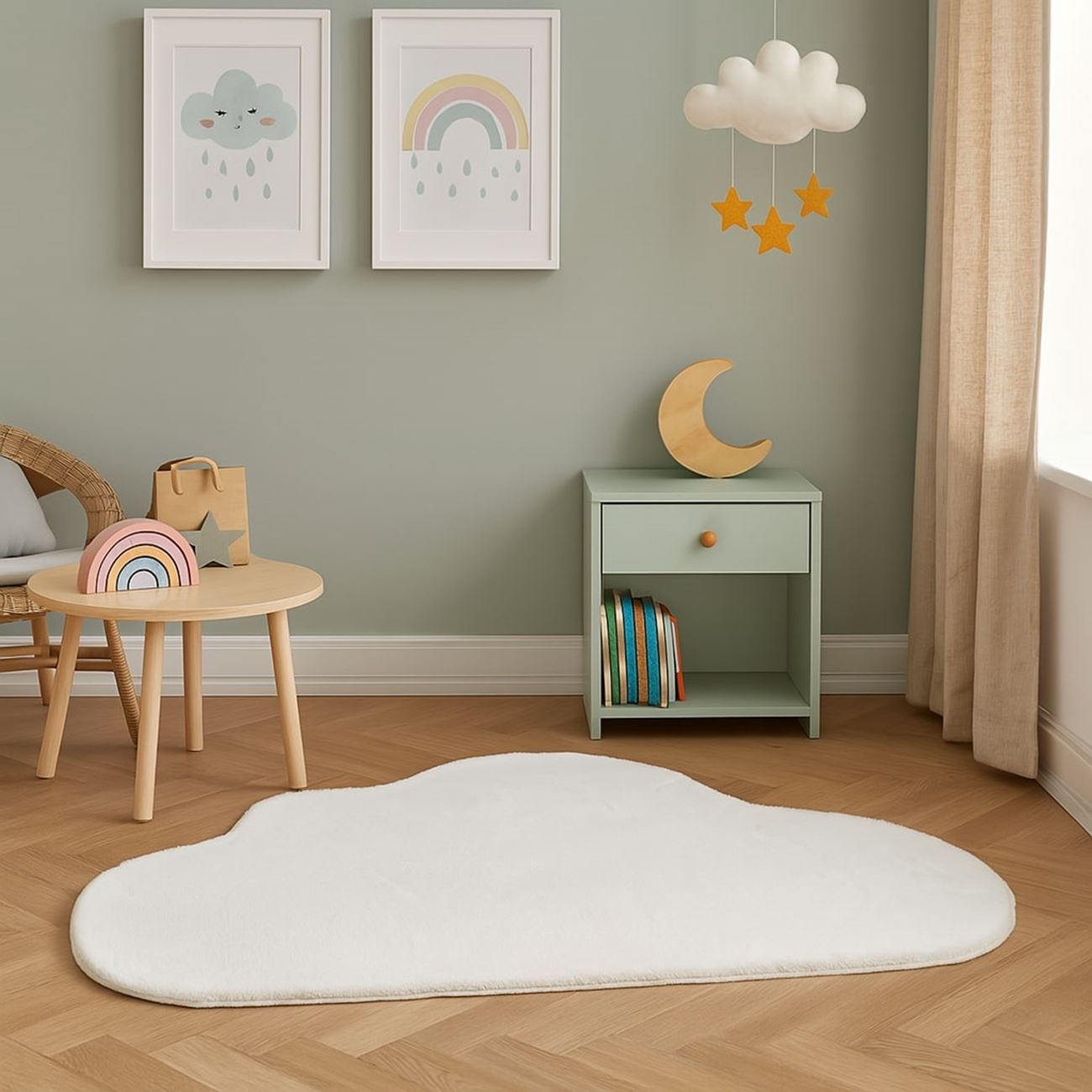 Covoras Decorativ din Blana Artificiala in Forma de Nor Alb 110x74cm - poza 2