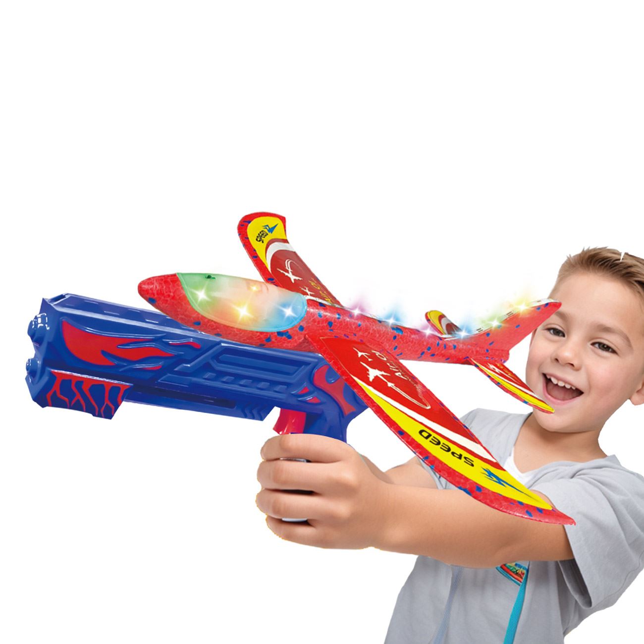 Arma Lansator Avion Rosu cu Lumina 33cm
