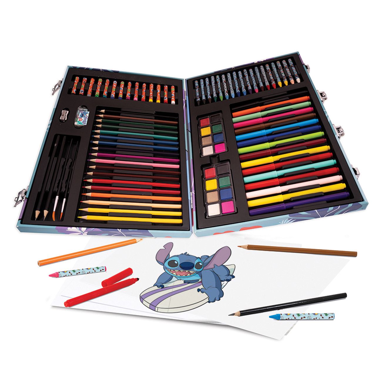 HappiHobbi Kit de Colorat Deluxe Disney Stitch cu 100 de Accesorii - AS - poza 2