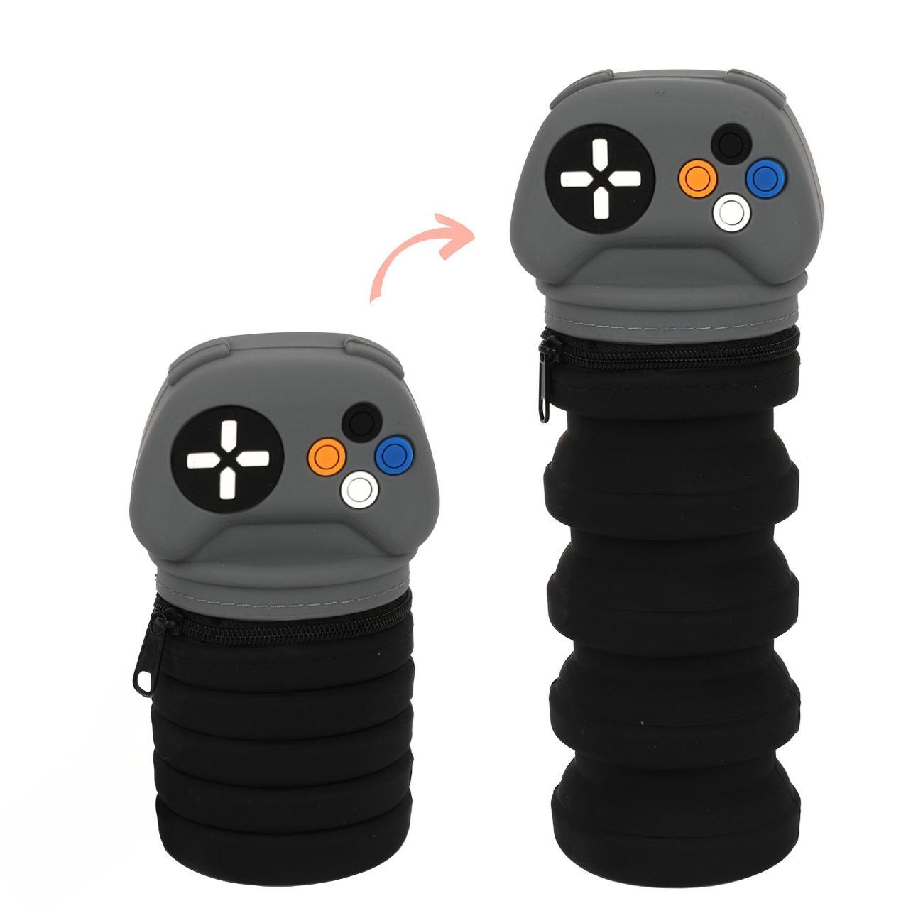 Penar tip Tub din Silicon Pliabil Negru Gri Gamer Ø7x14cm