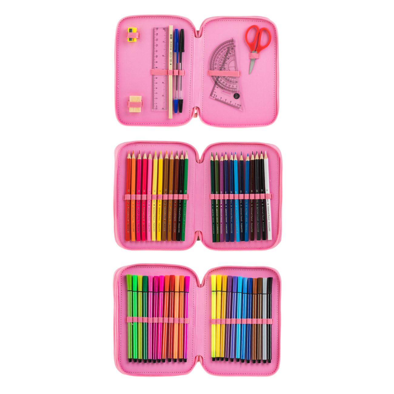Penar Echipat Triplu Roz cu Model Pisica 21x6x15cm - poza 2