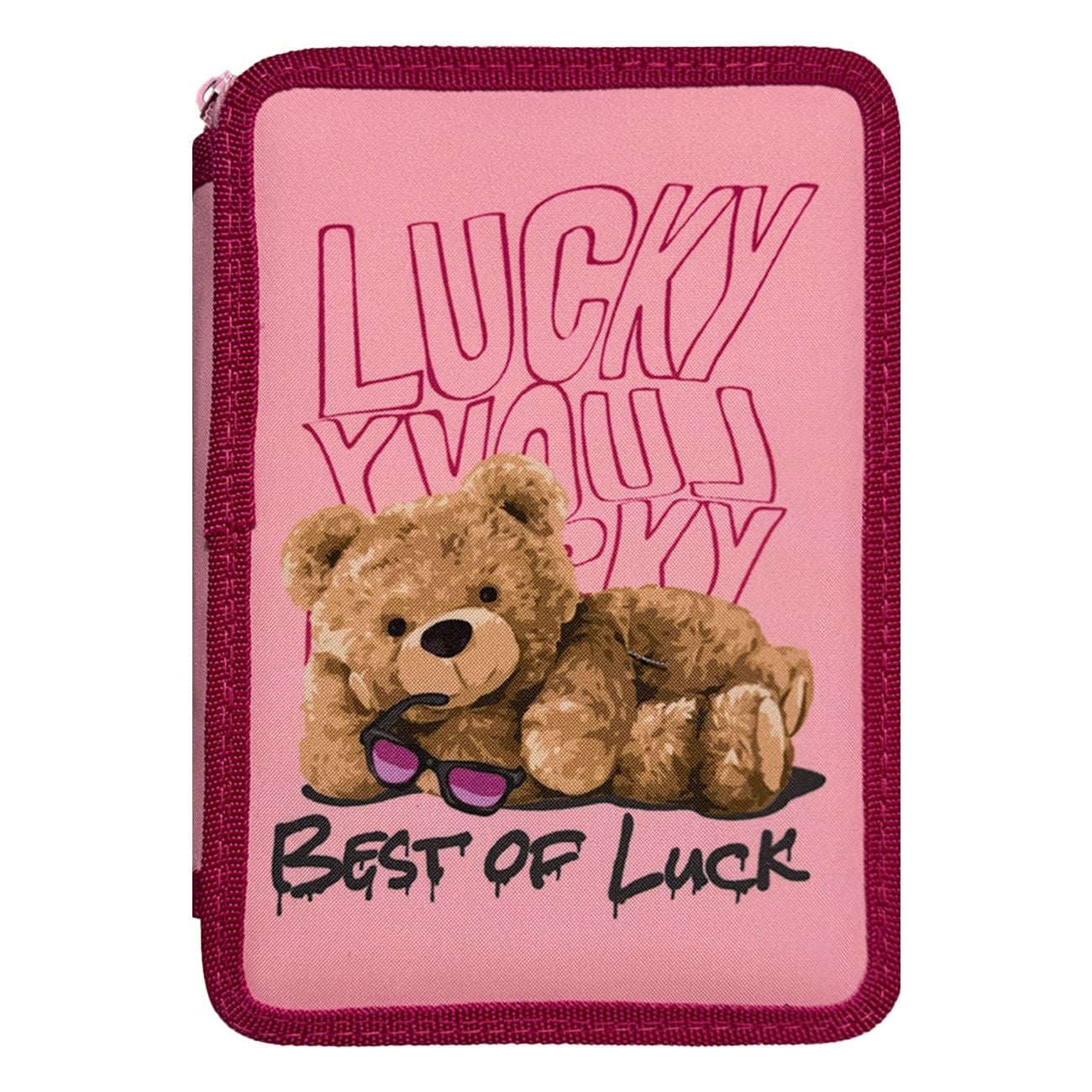 Penar Dublu Echipat Roz Lucky Bear 15x4x20cm