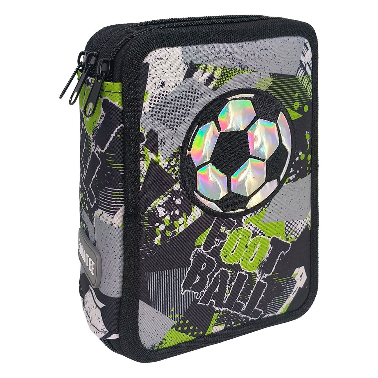 Penar Echipat Triplu Negru Verde cu Model Fotbal 21x6x15cm