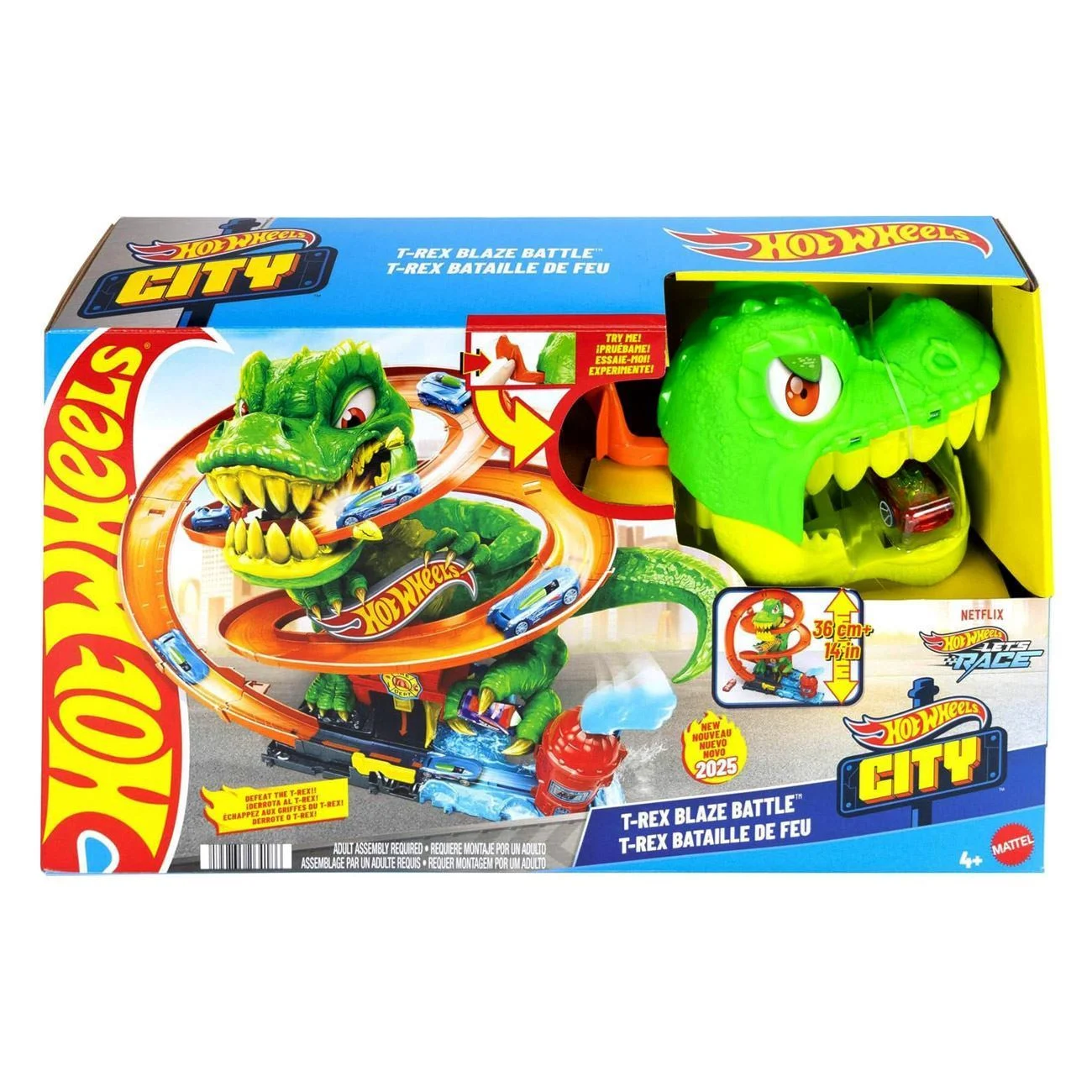 Hot Wheels City T-REX Blaze Dinosaur Nemesis Set de Lupta - Mattel