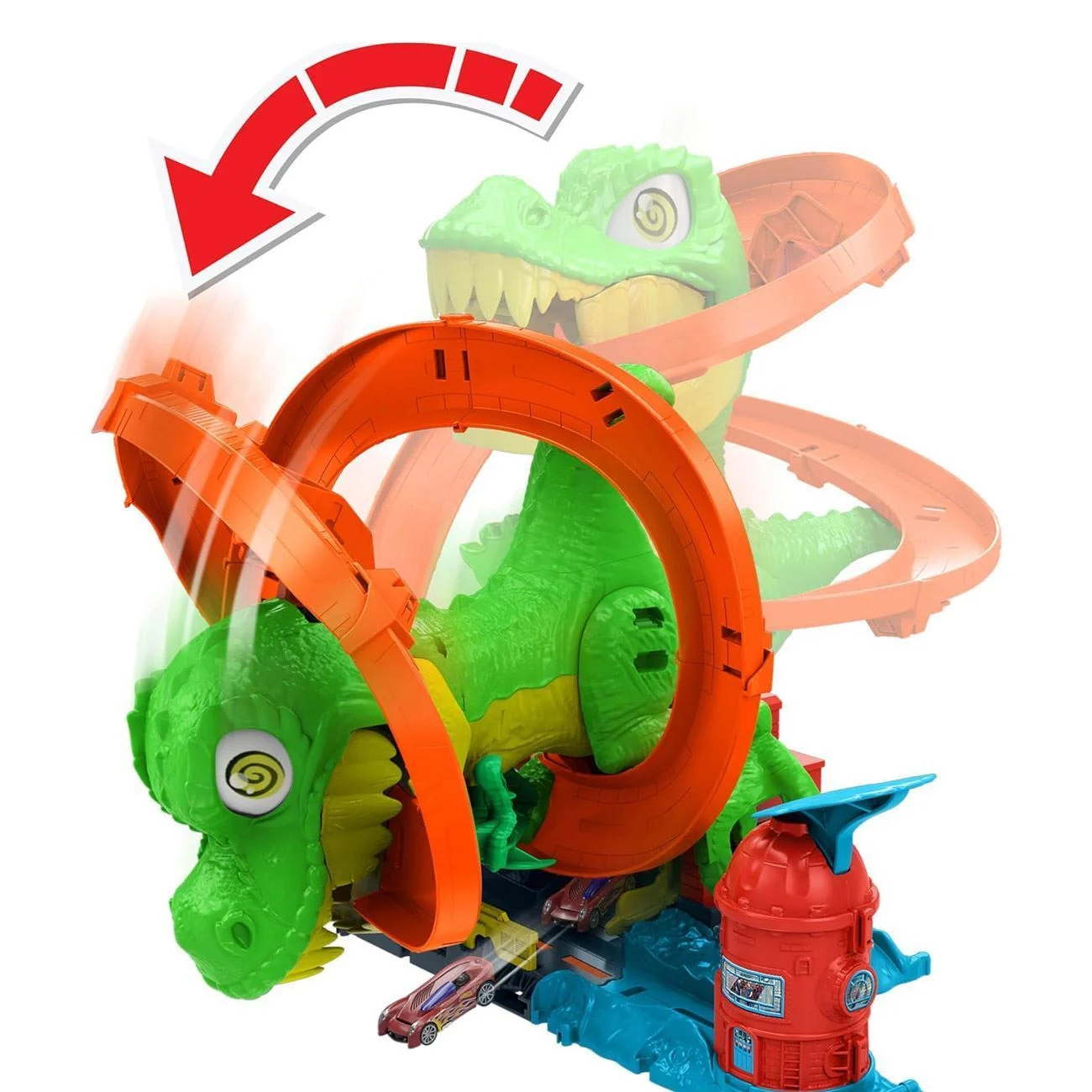 Hot Wheels City T-REX Blaze Dinosaur Nemesis Set de Lupta - Mattel - poza 3