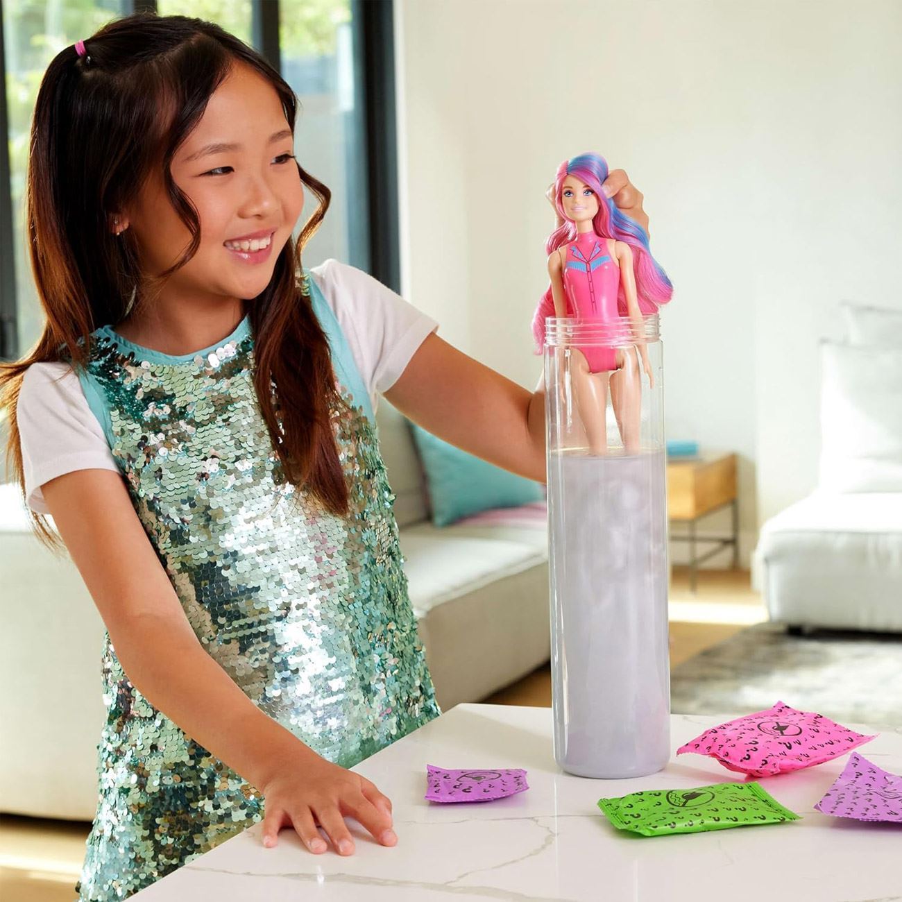 Papusa Barbie Colour Reveal Disco Star - Mattel - poza 3