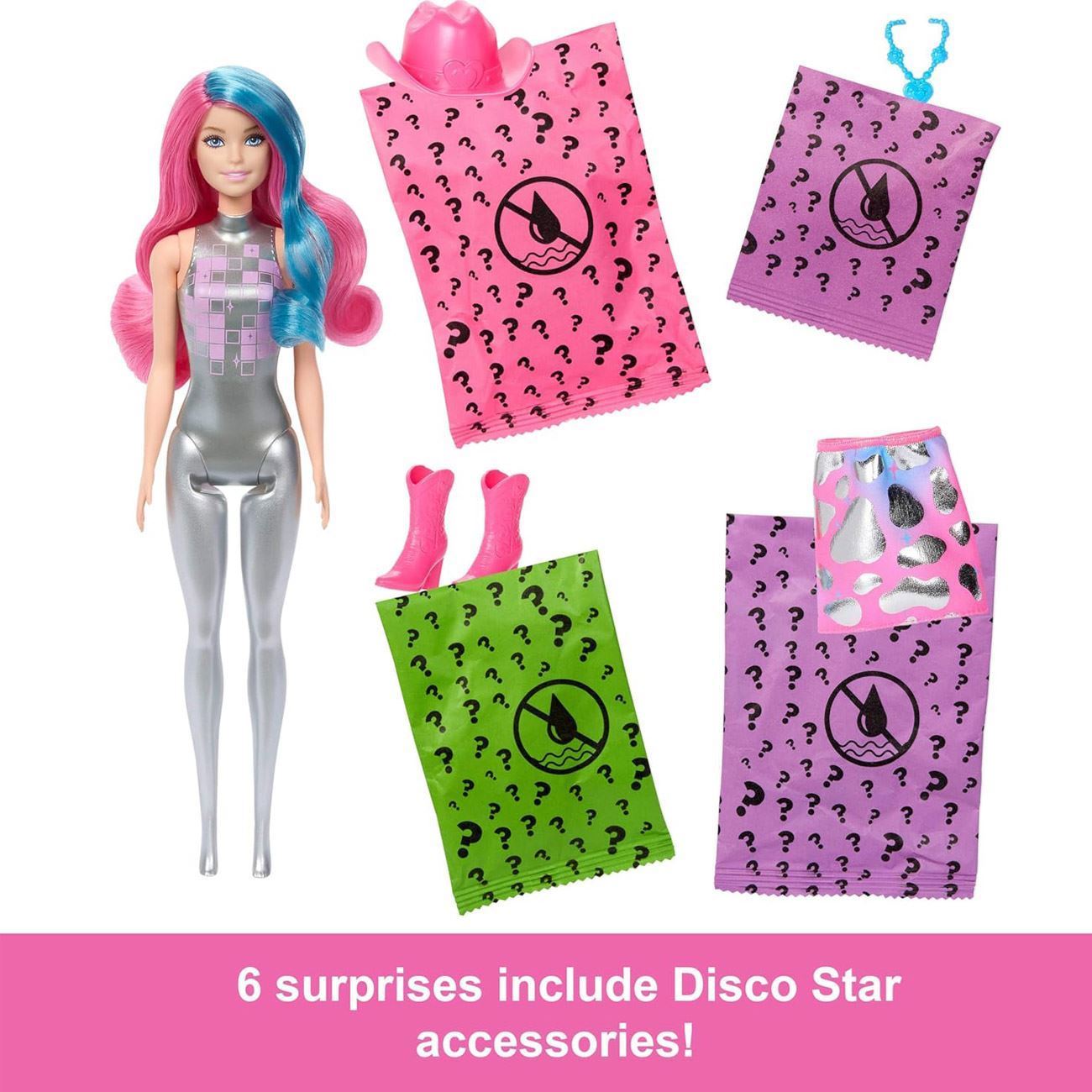 Papusa Barbie Colour Reveal Disco Star - Mattel - poza 5