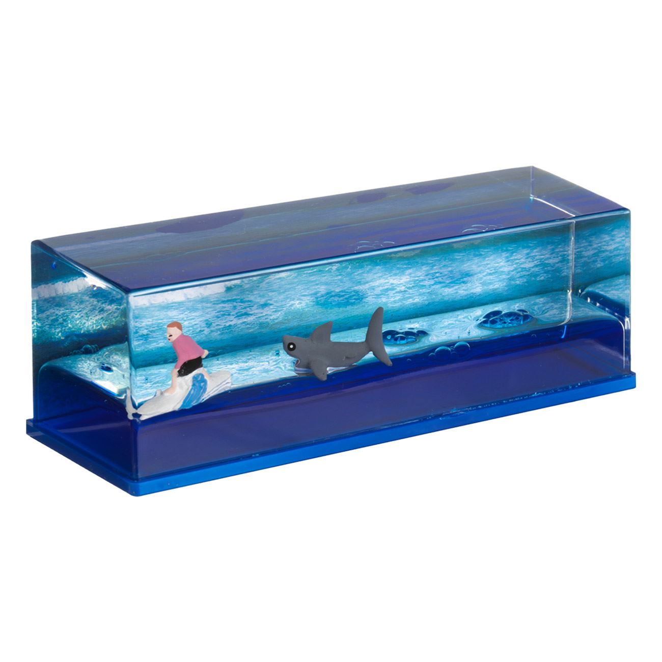 Jucarie cu Lichid cu Miscare Lenta Surfer & Rechin 15x5x5cm