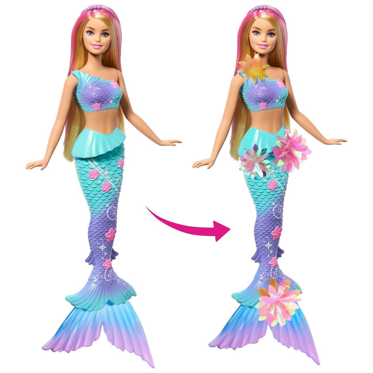 Papusa Barbie Sirena Blooming Magic - Mattel - poza 3