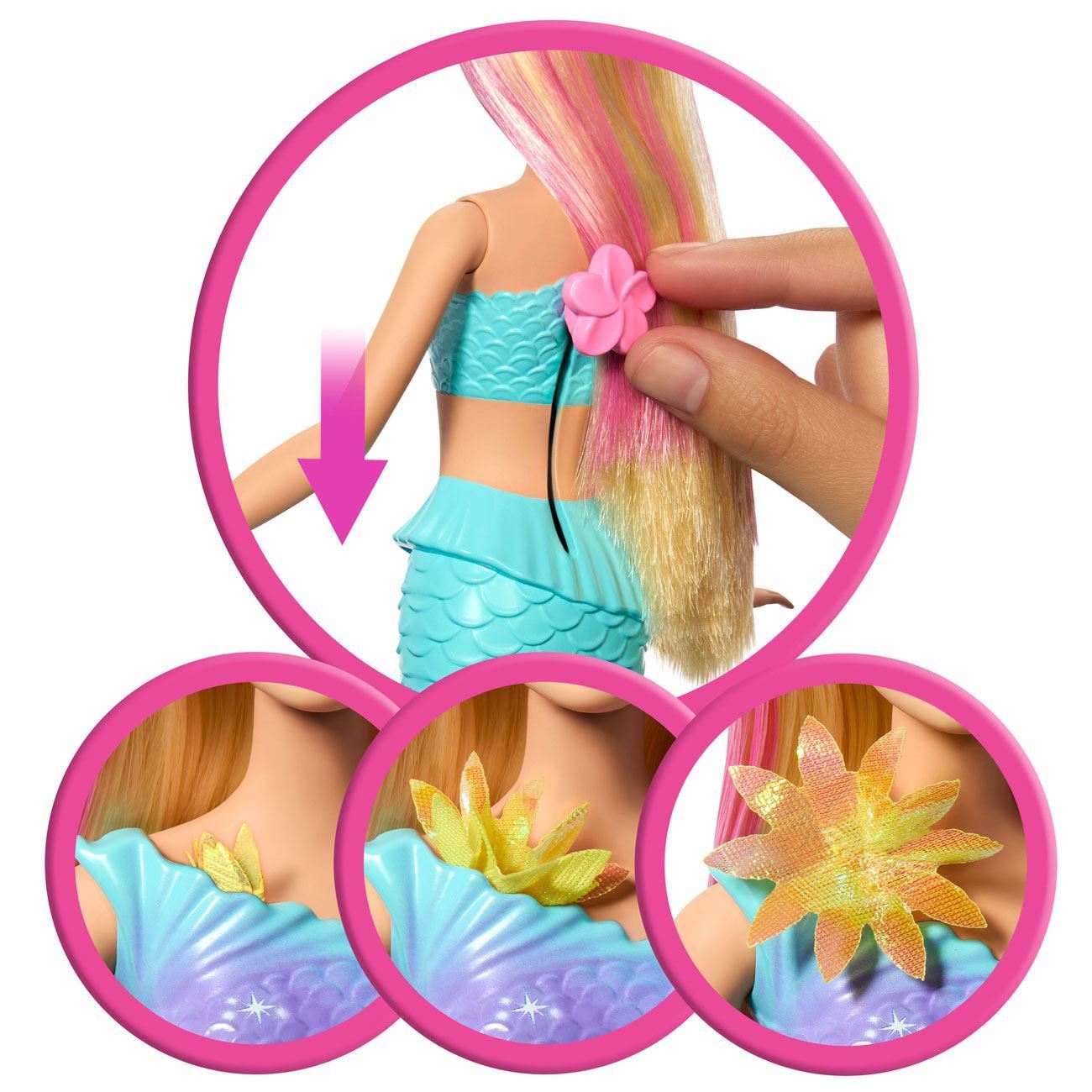 Papusa Barbie Sirena Blooming Magic - Mattel - poza 4
