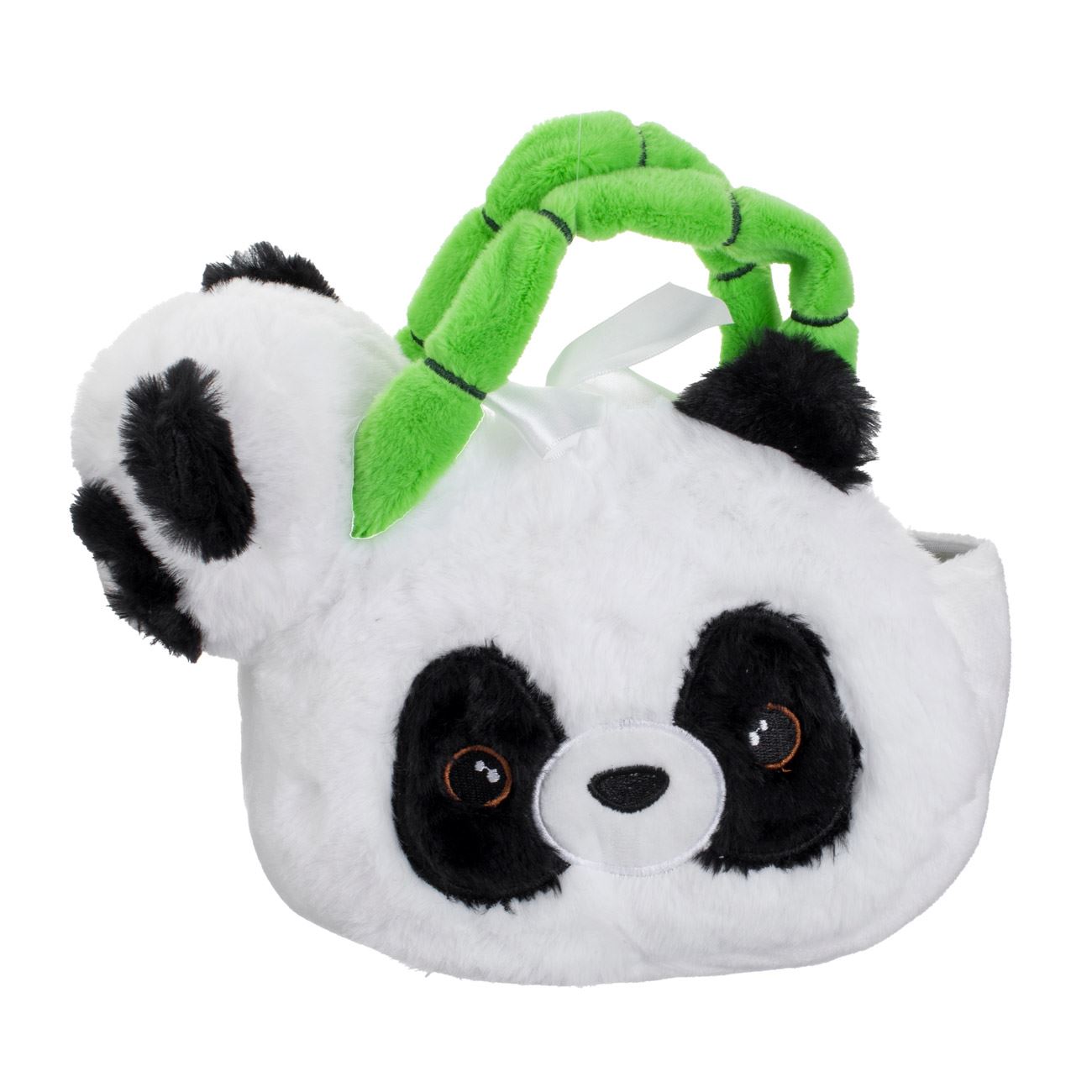 Set Jucarie Panda de Plus din Blana Artificiala Alb neagra & Geanta cu Manere Bamboo 22cm - poza 3