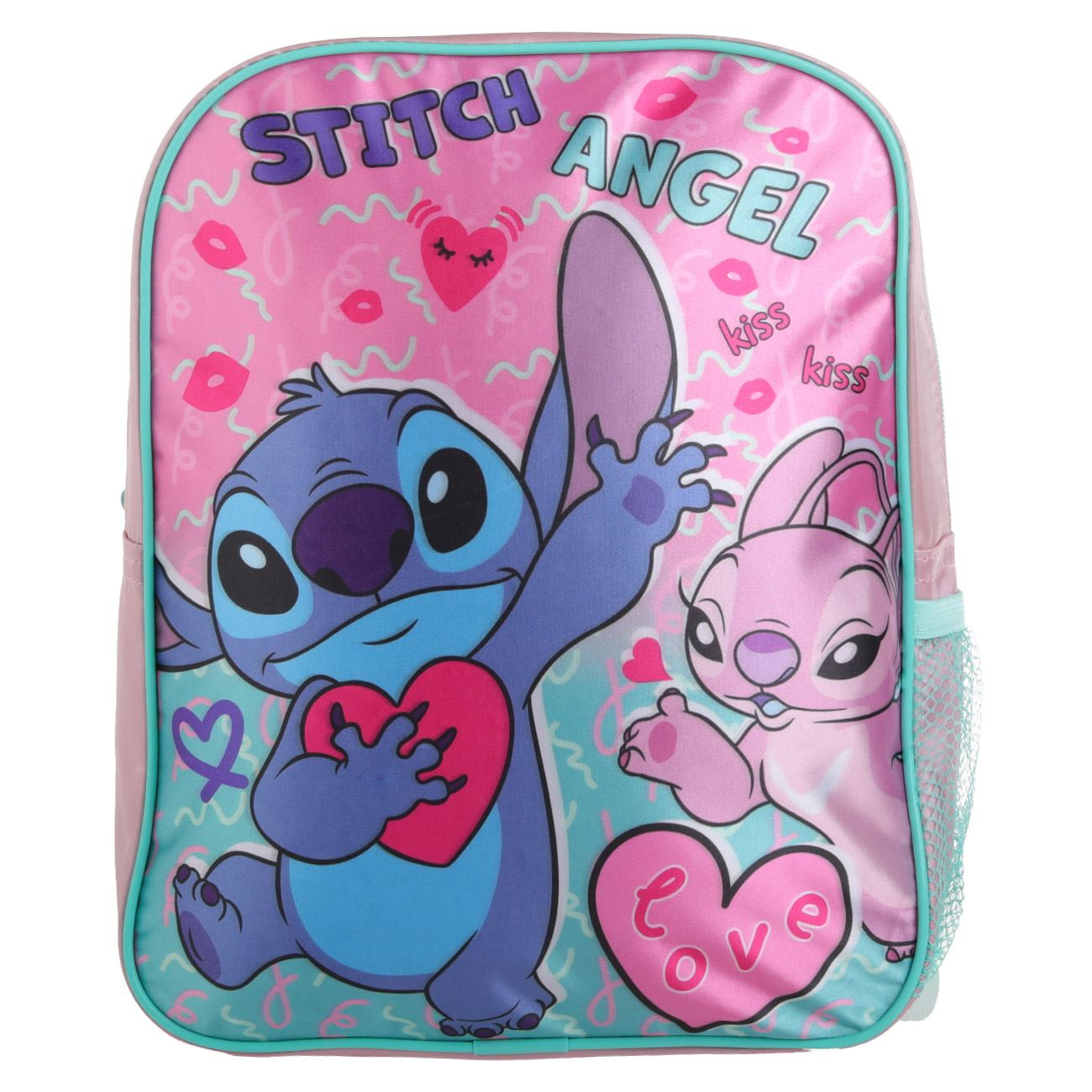 Ghiozdan Gradinita Roz Verde Stitch & Angel