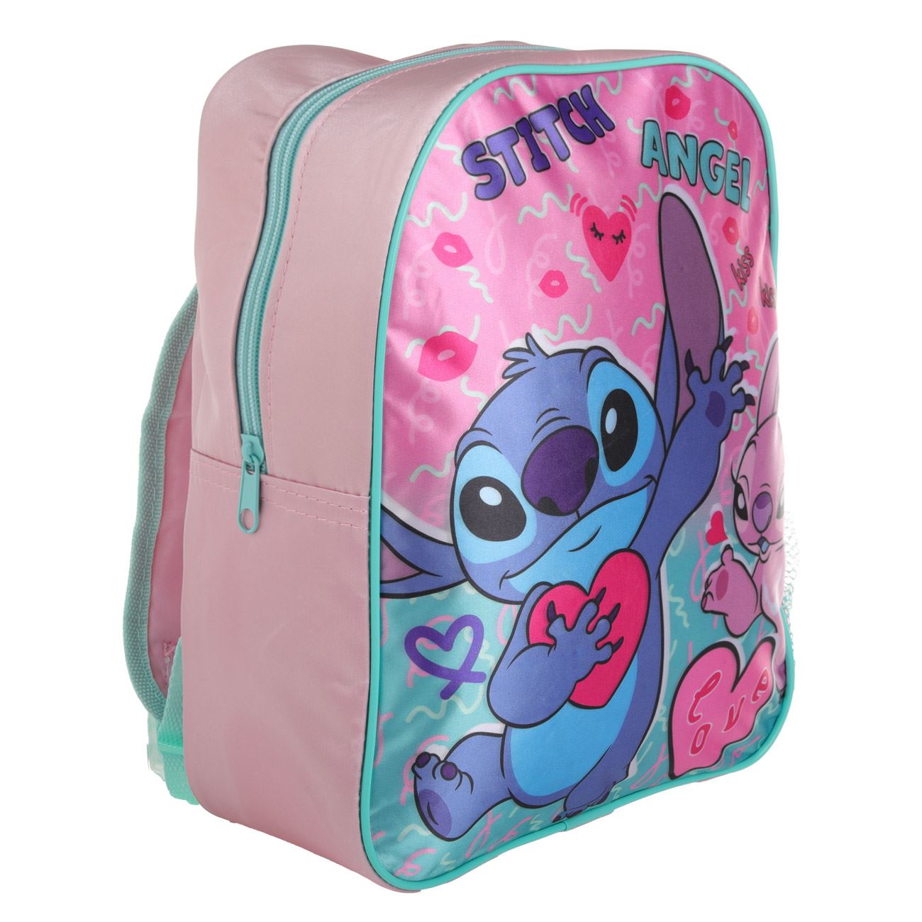 Ghiozdan Gradinita Roz Verde Stitch & Angel - poza 2