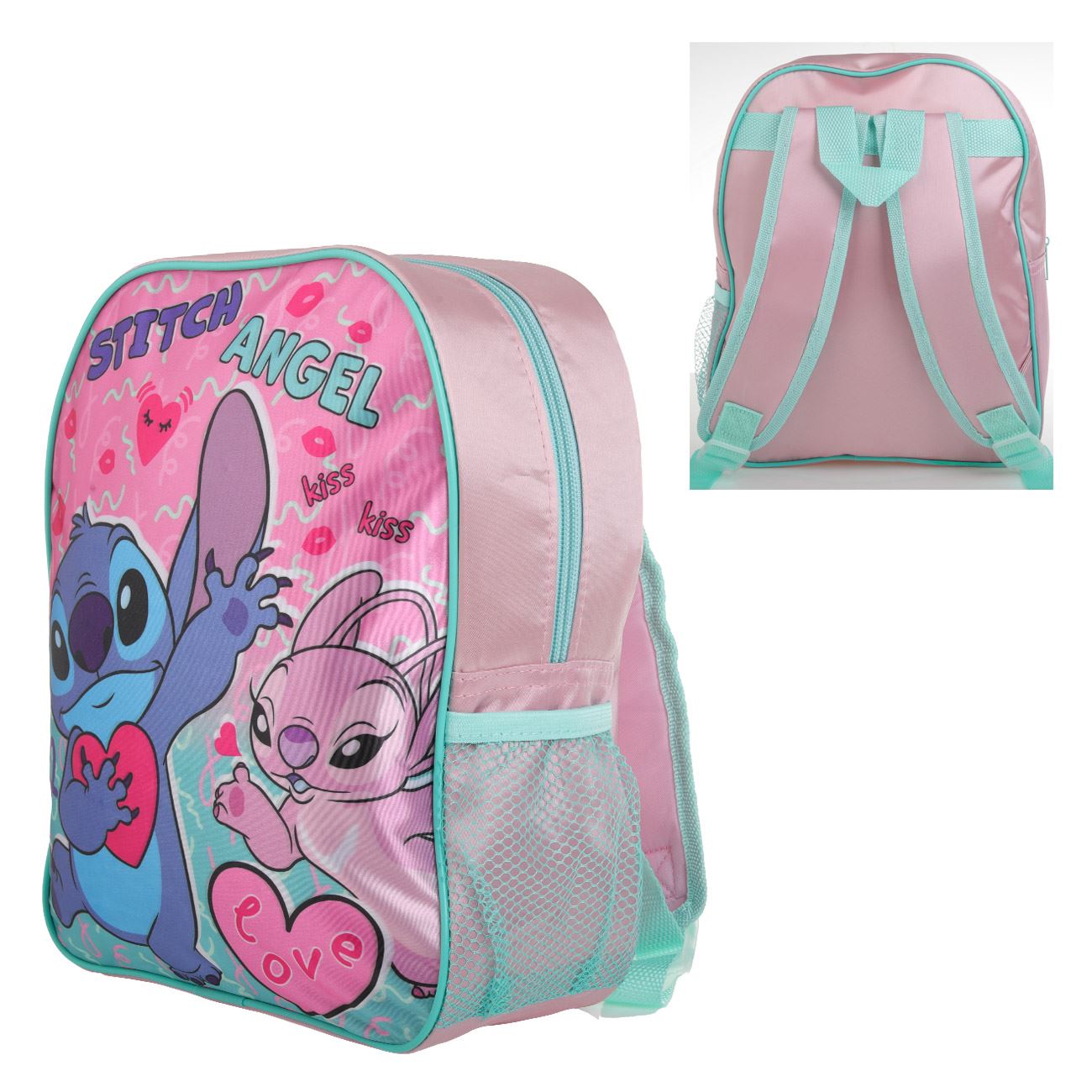 Ghiozdan Gradinita Roz Verde Stitch & Angel - poza 3