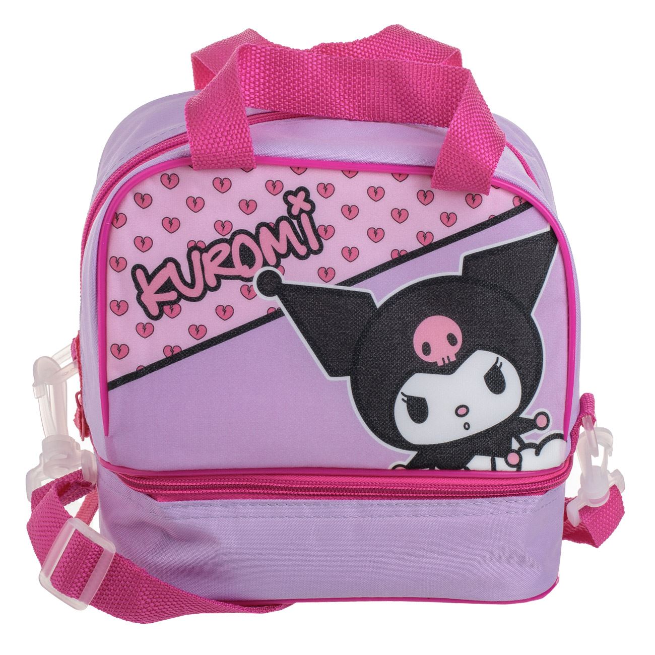 Geanta Izoterma cu 2 Comparitmente Roz Lila Glitter Kuromi