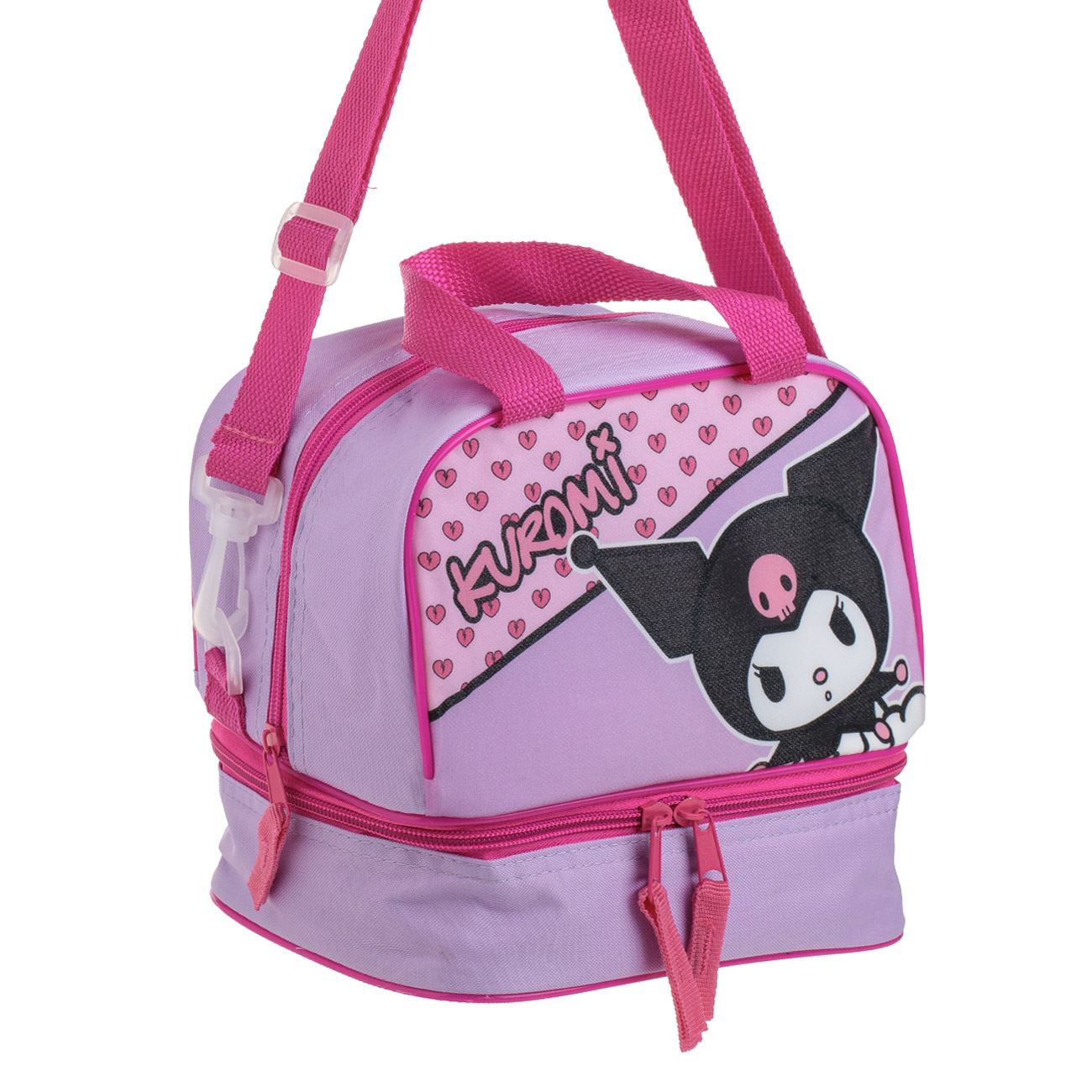 Geanta Izoterma cu 2 Comparitmente Roz Lila Glitter Kuromi - poza 2