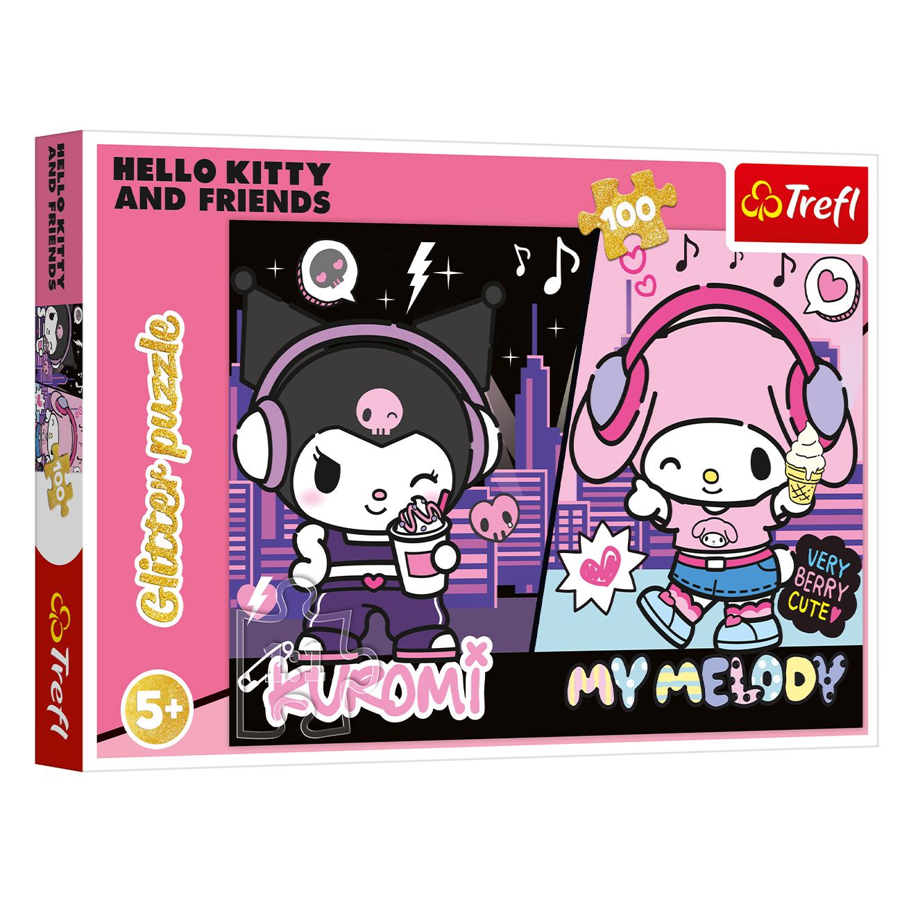 Puzzle Kuromi cu Detalii cu Glitter (100 peise) - Trefl