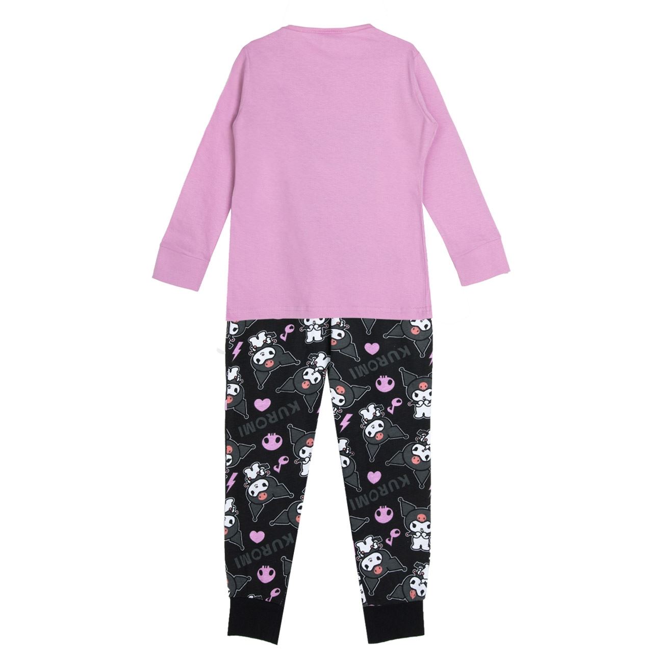 Pijamale de Iarna din Bumbac Lila Negru cu Model Kuromi pentru Copii - poza 3