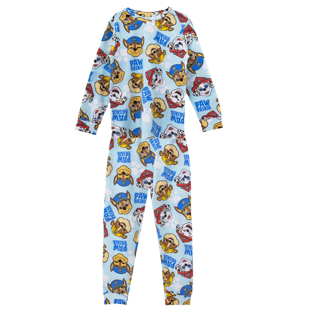 Set Pijama de Iarna din Bumbac Bleu cu Model Paw Patrol pentru Copii