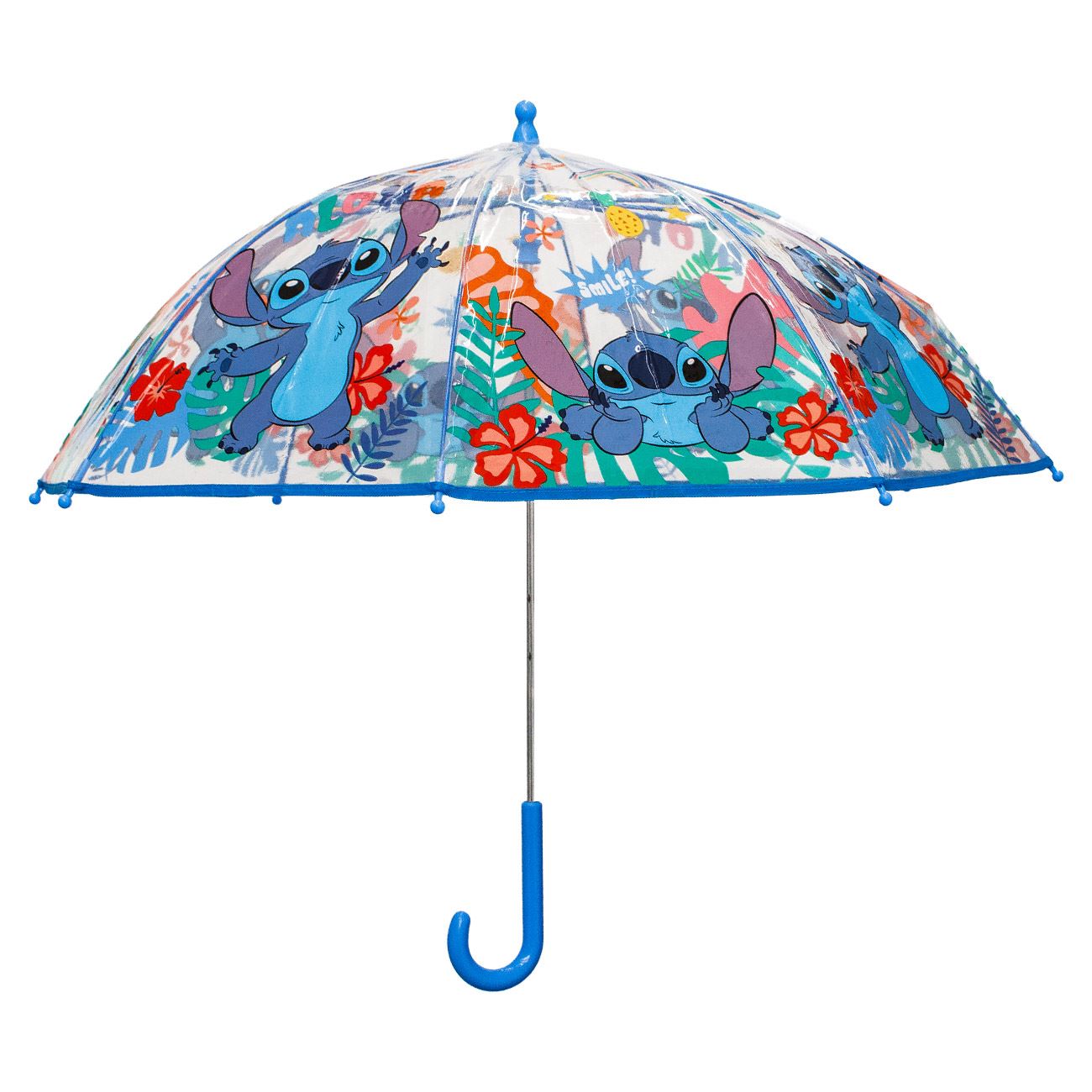 Umbrela de Ploaie Baston Manual Bleu Transparenta Stitch pentru Copii 64cm - poza 2