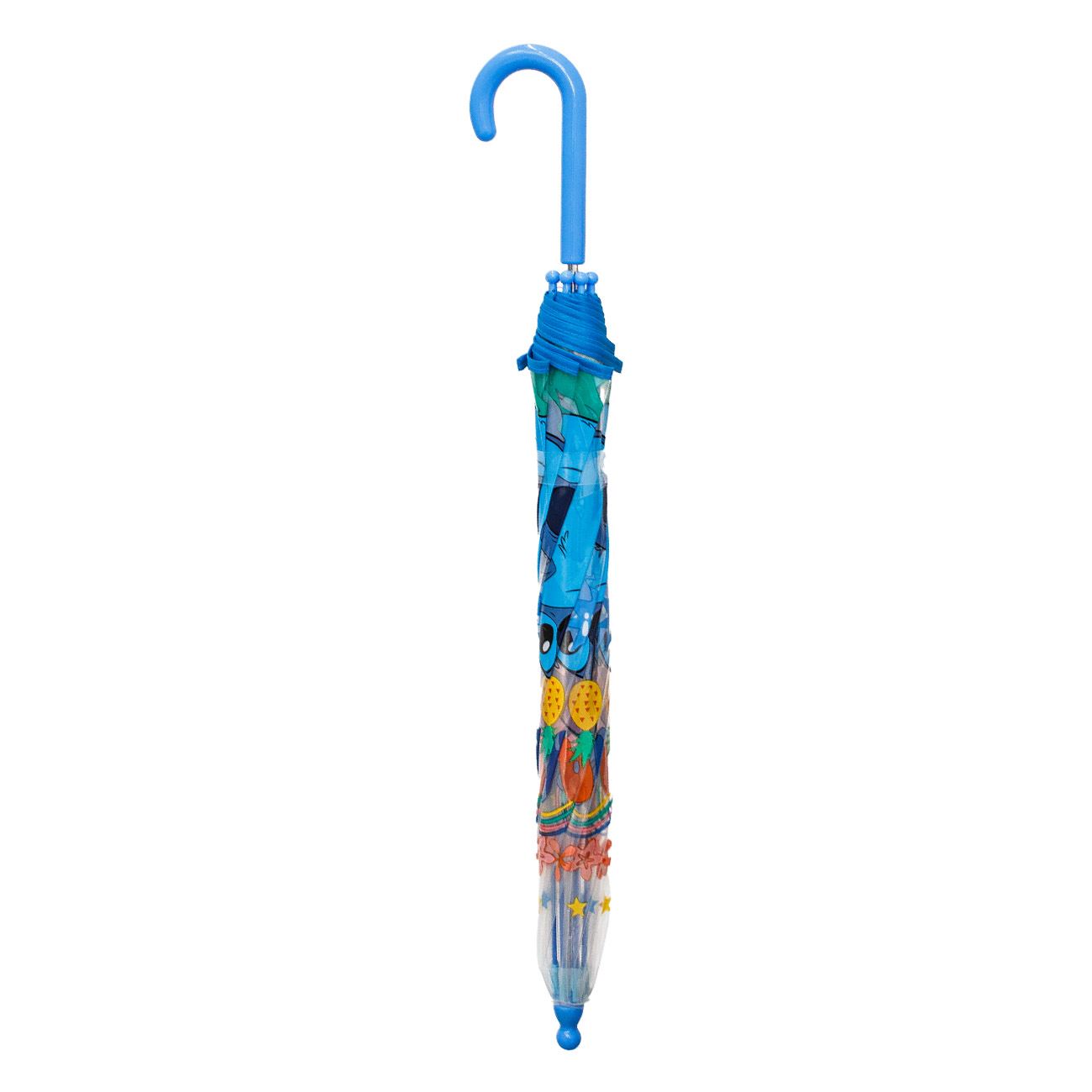 Umbrela de Ploaie Baston Manual Bleu Transparenta Stitch pentru Copii 64cm - poza 3
