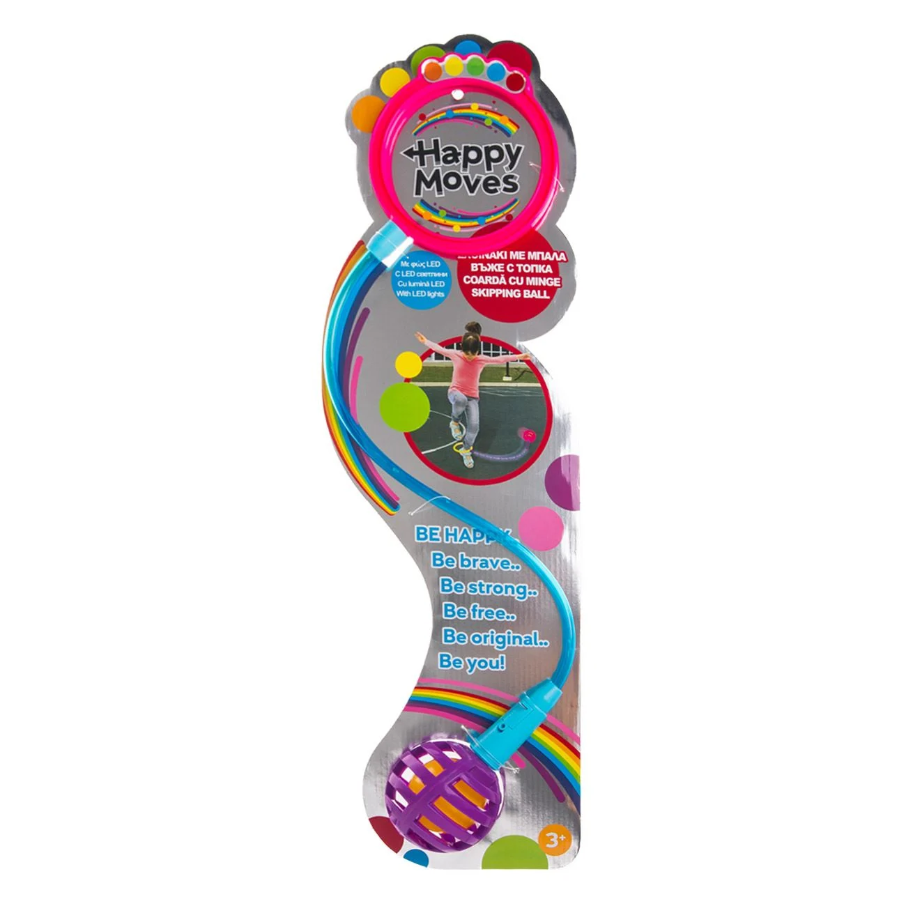 Skipping Ball Coarda cu Minge Colorata cu LED - 65cm - poza 4