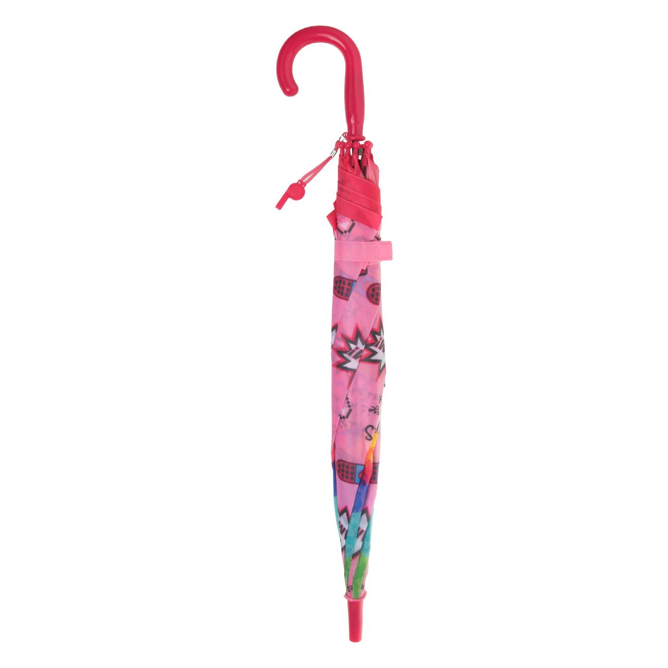 Umbrela de Ploaie Baston Automata Roz Tie Dye cu Fluier pentru Copii 67cm - poza 4