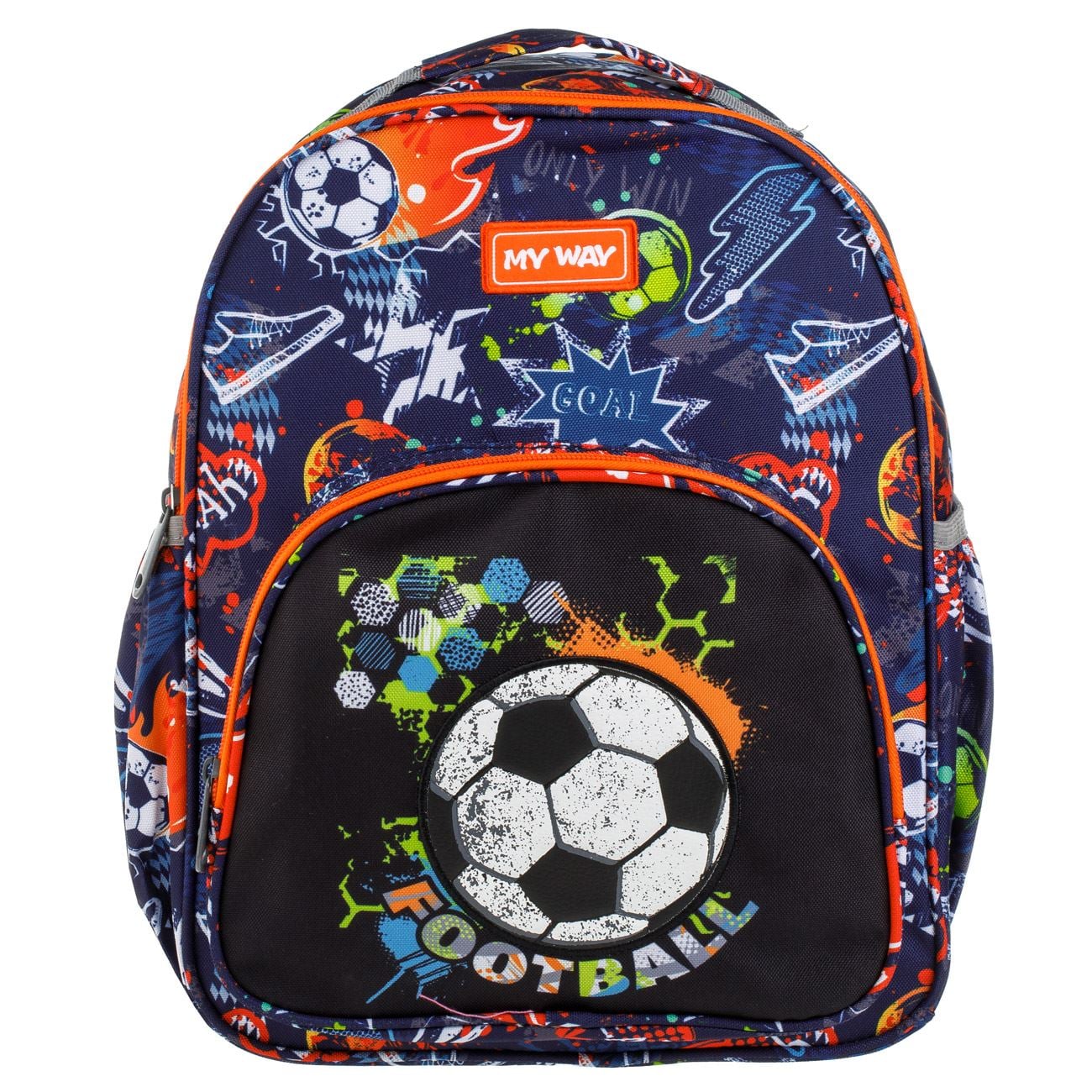Ghiozdan Gradinita Negru Albastru Minge de Fotbal 3D - My Way