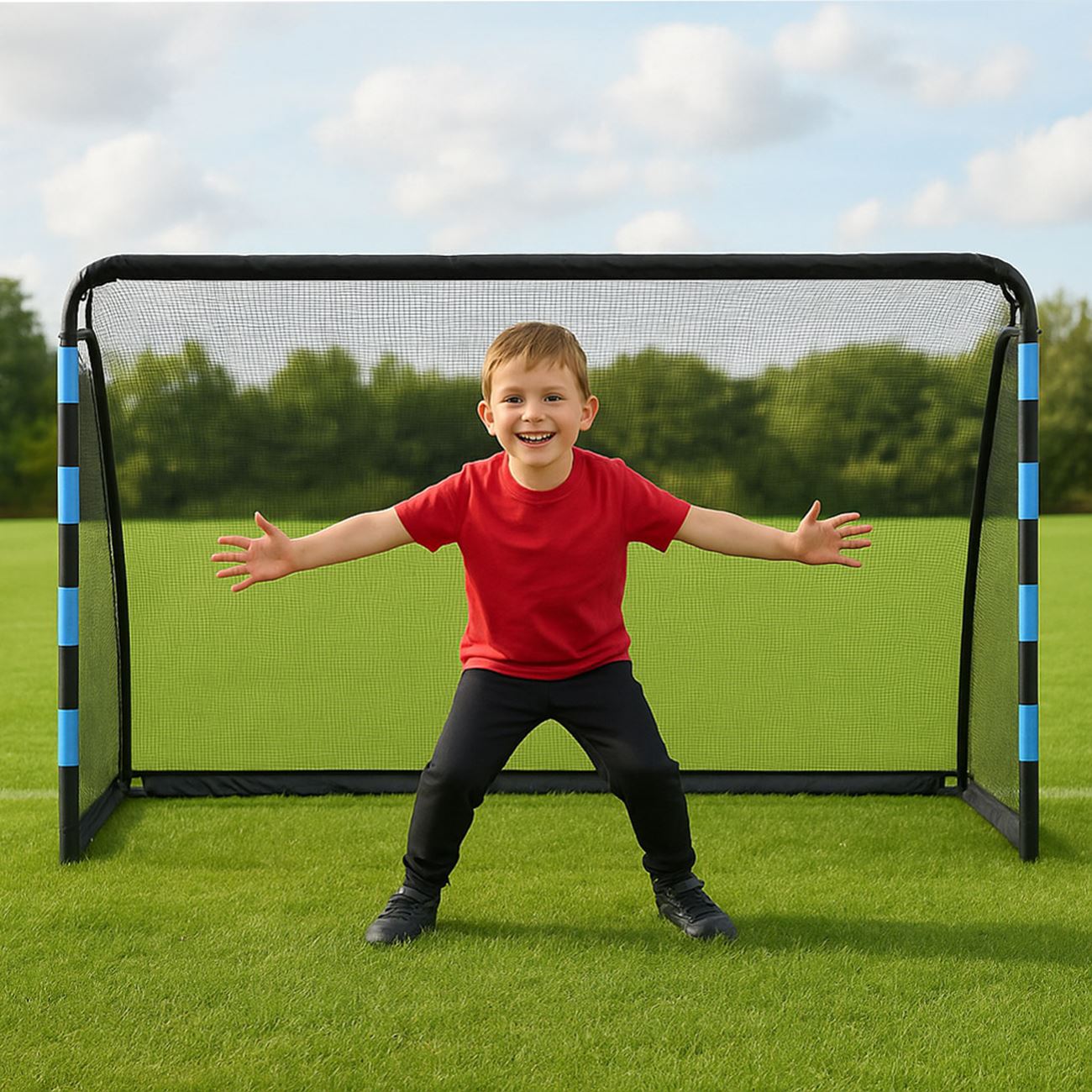 Poarta de Fotbal Metalica Neagra 180x60x120cm