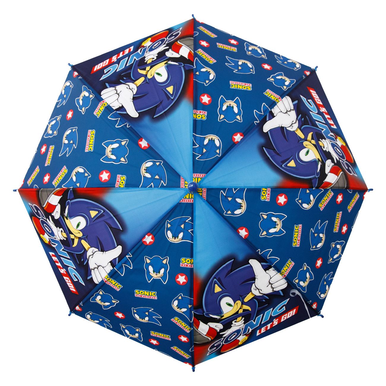 Umbrela de Ploaie Baston Automata Bleu cu Model Sonic pentru Copii 66cm