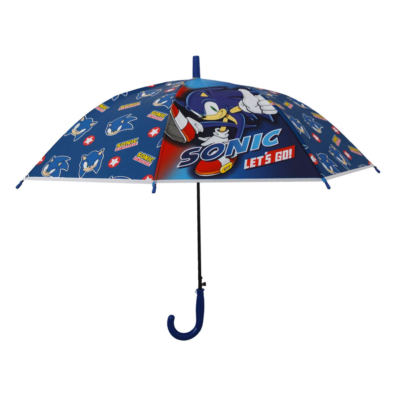 Umbrela de Ploaie Baston Automata Bleu cu Model Sonic pentru Copii 66cm - poza 2