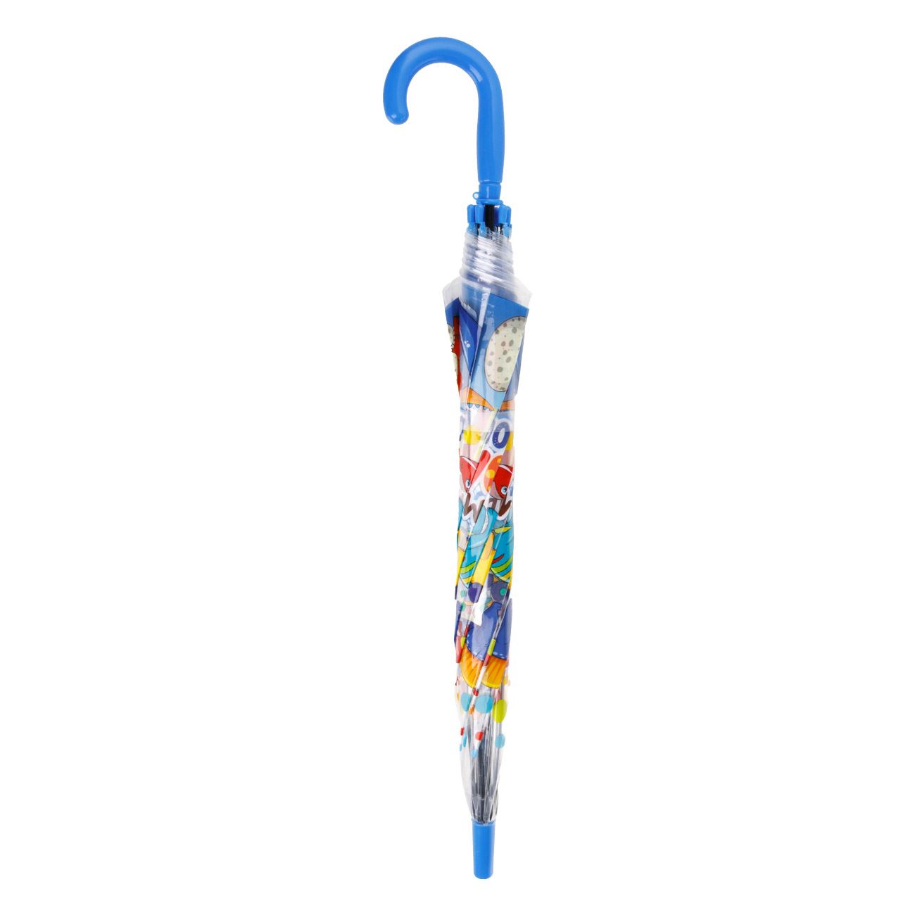 Umbrela de Ploaie Baston Automata Transparenta cu Model Dinozauri pentru Copii 66cm - poza 3