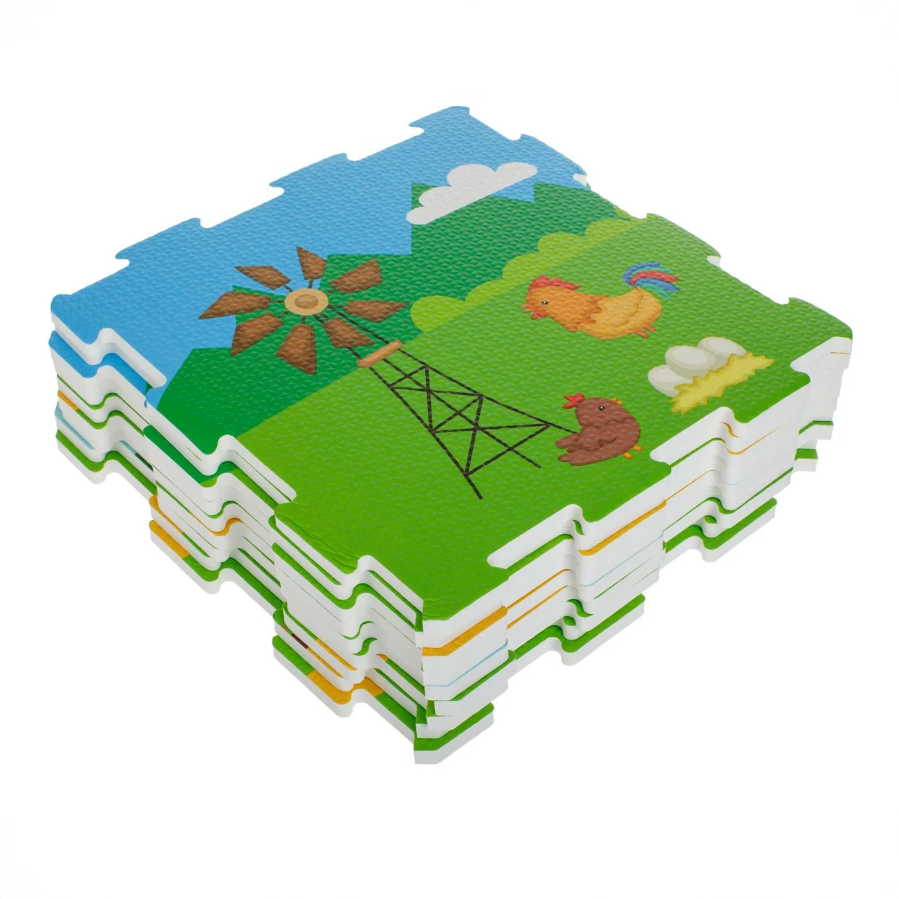 Covor Puzzle cu Model Ferma cu Animale pentru Copii 30,7x30,7cm (9 Piese) - poza 2