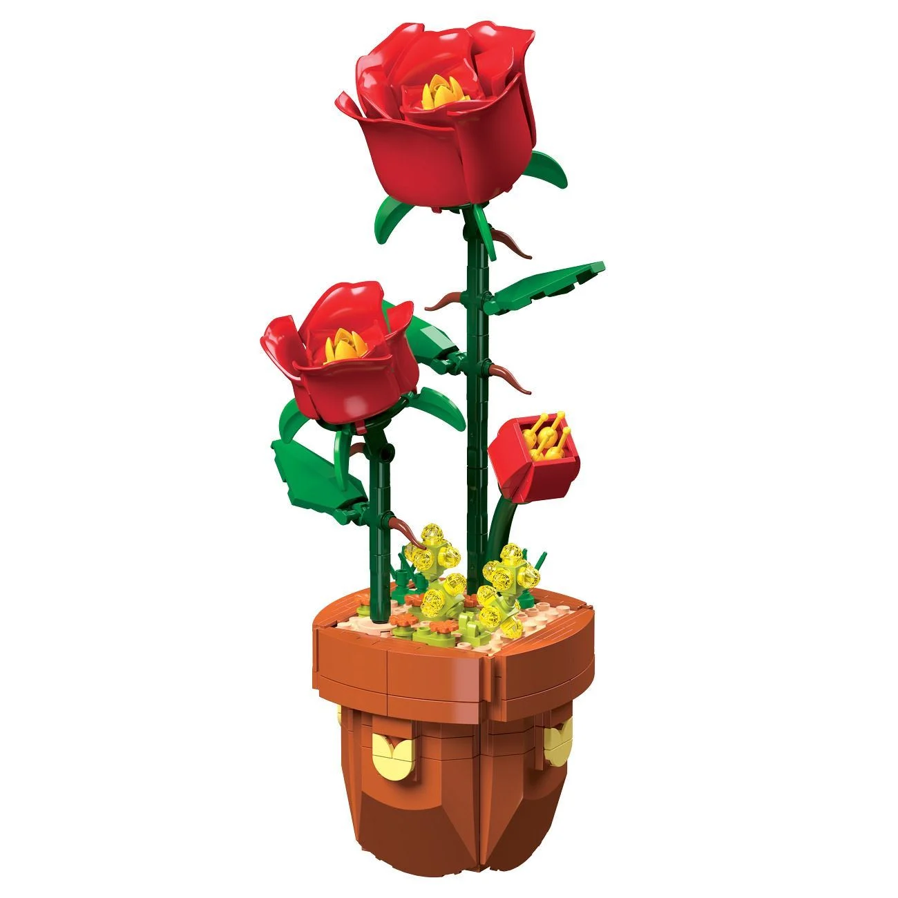 Cuburi de Constructie Ghiveci cu Trandafiri Rosii 29,5x12cm - 344 piese