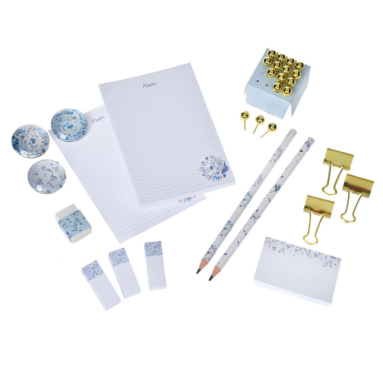 Set de Birou Bleu cu Model Floral - poza 2