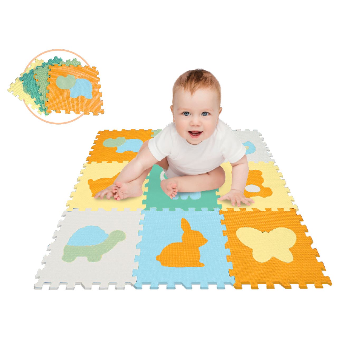 Puzzle de Podea cu Model Animalute pentru Copii 32x32cm - (9 Piese)