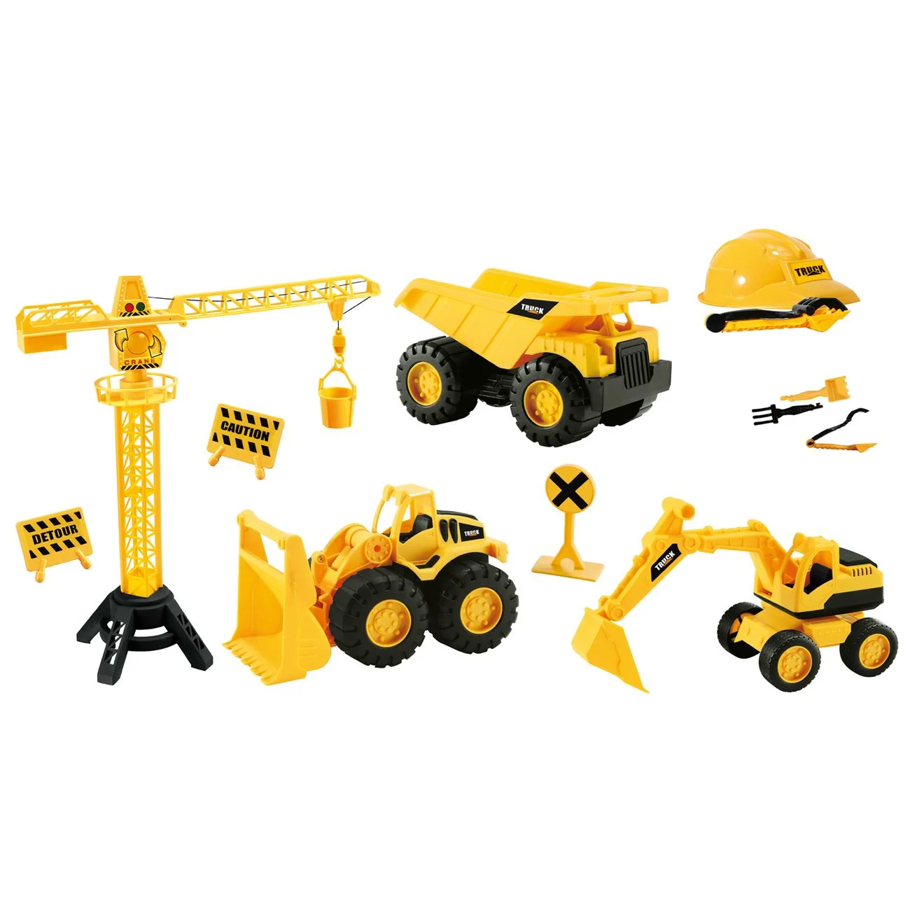 Set cu Vehicule de Santier Accesorii si Casca